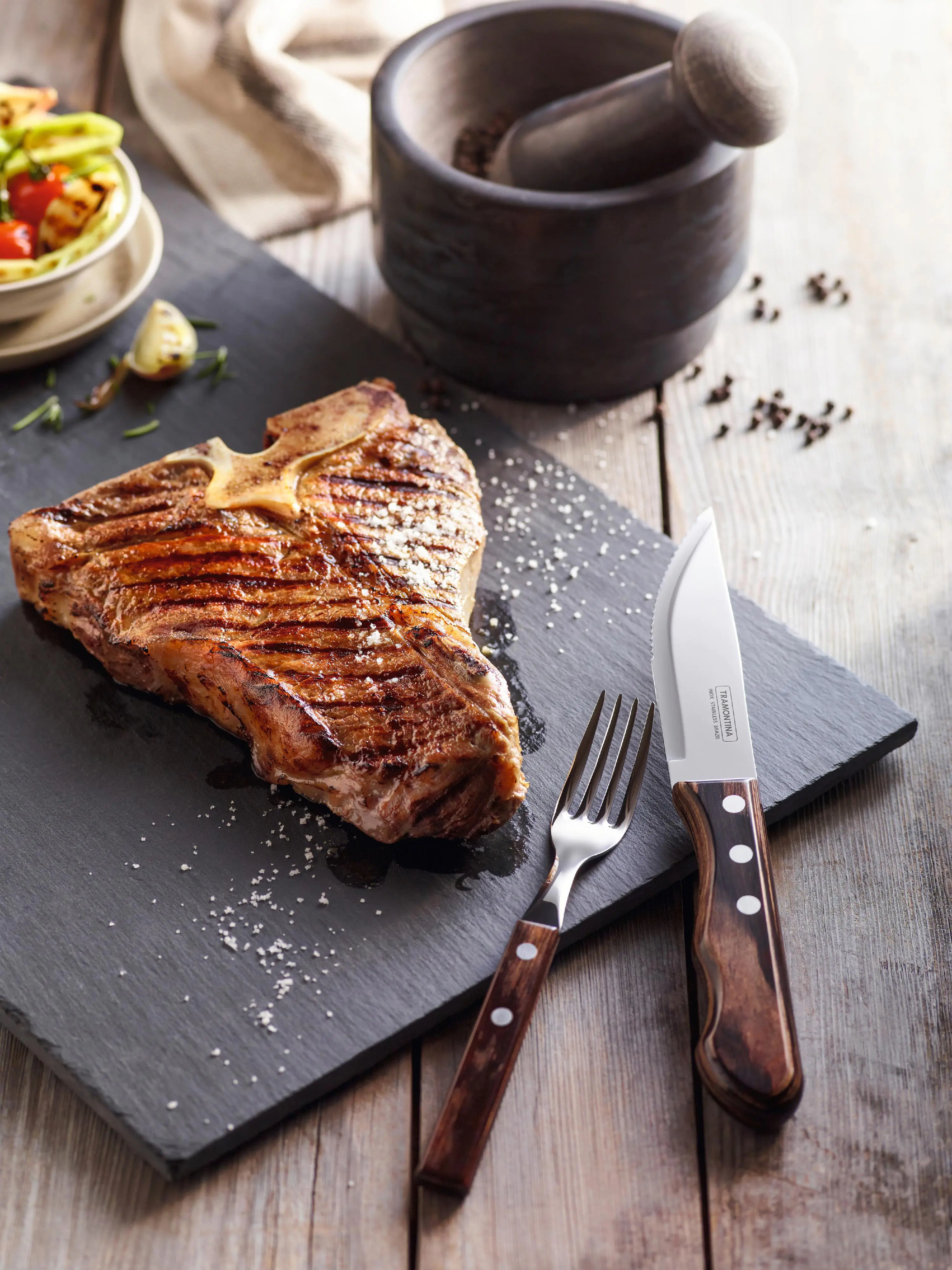 Tramontina Jumbo Steakmesser 25,5 cm Edelstahl mit Holzgriff