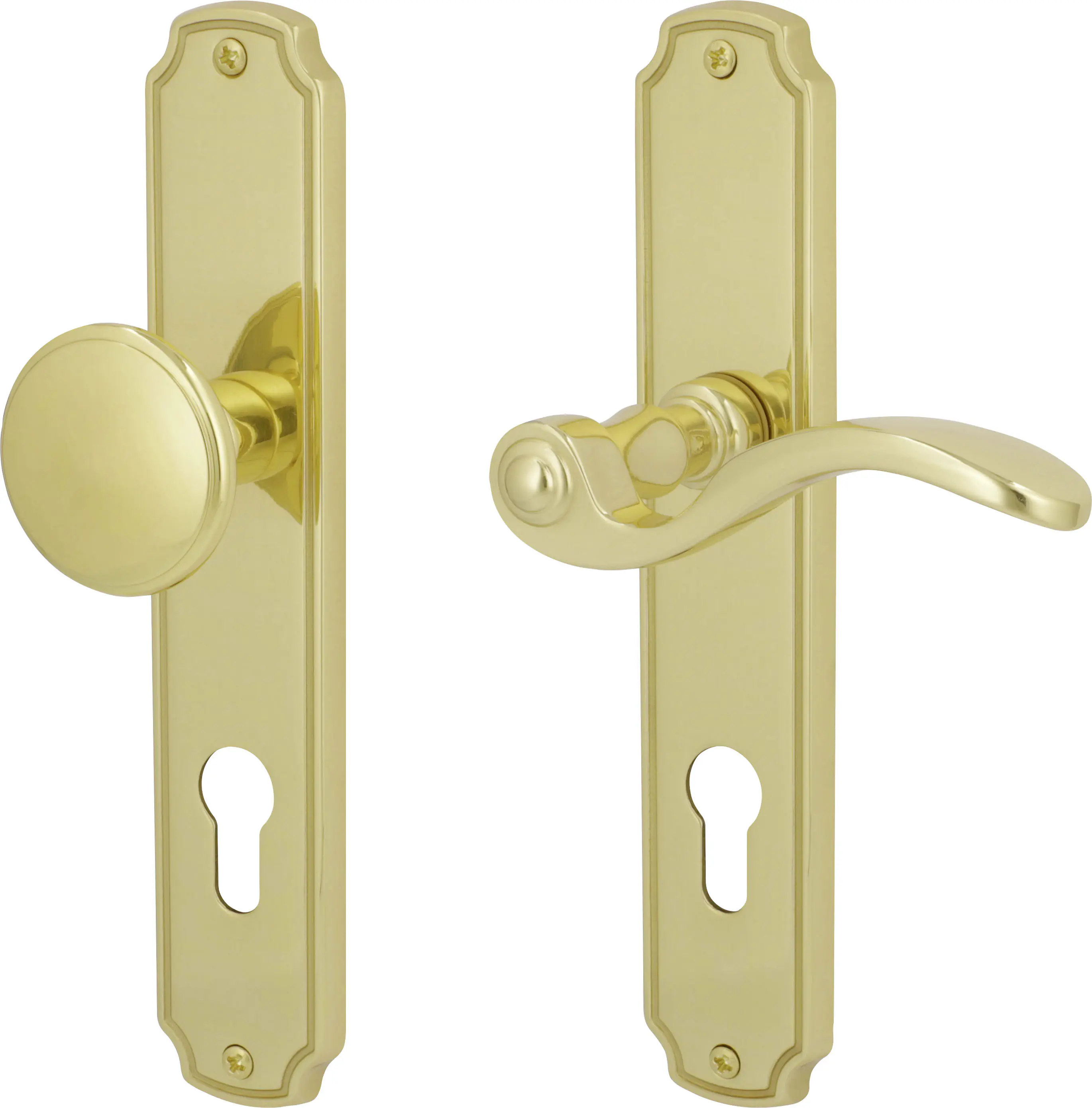 Südmetall Türgriff-Garnitur Langschild PZ Messing poliert gold 220 x 43 mm
