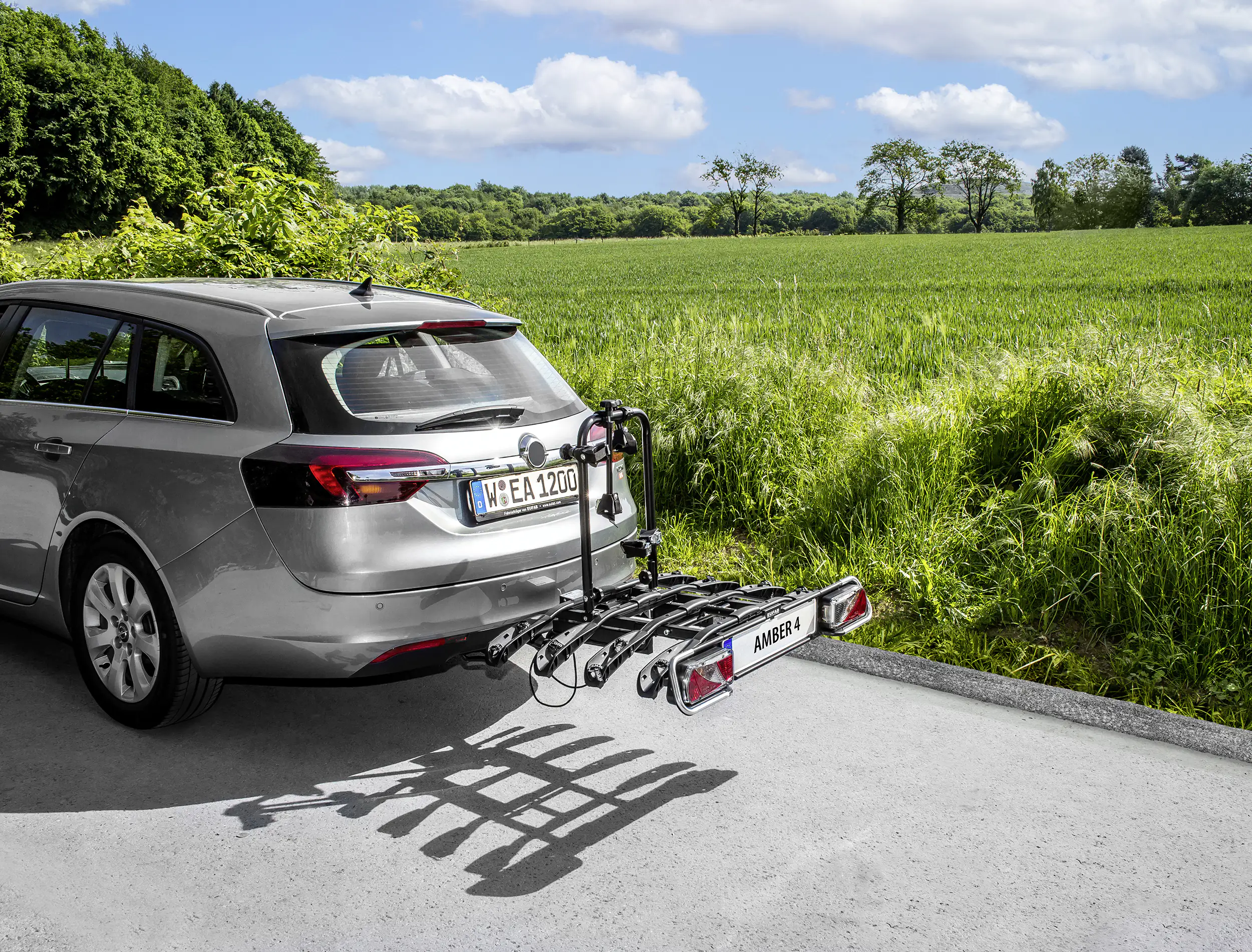 EUFAB Fahrradheckträger Amber IV für 4 Fahrräder abklappbar