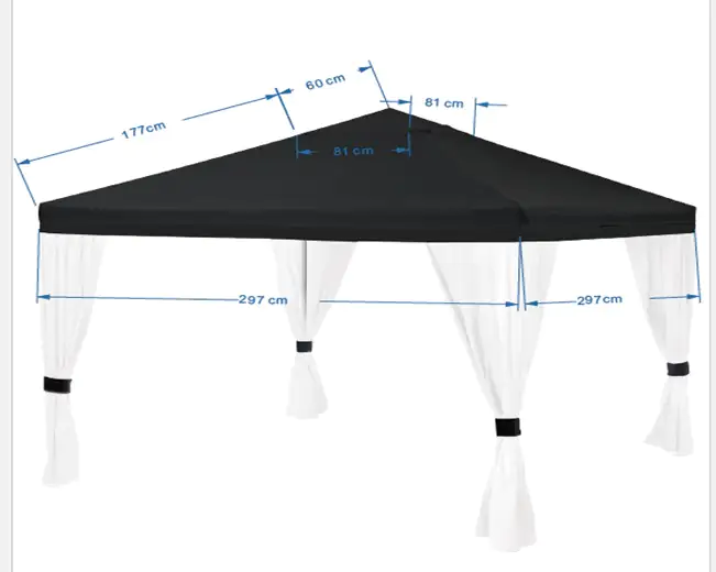 TrendLine Ersatzdach zu Pavillon DeLuxe 300 x 300 cm schwarz