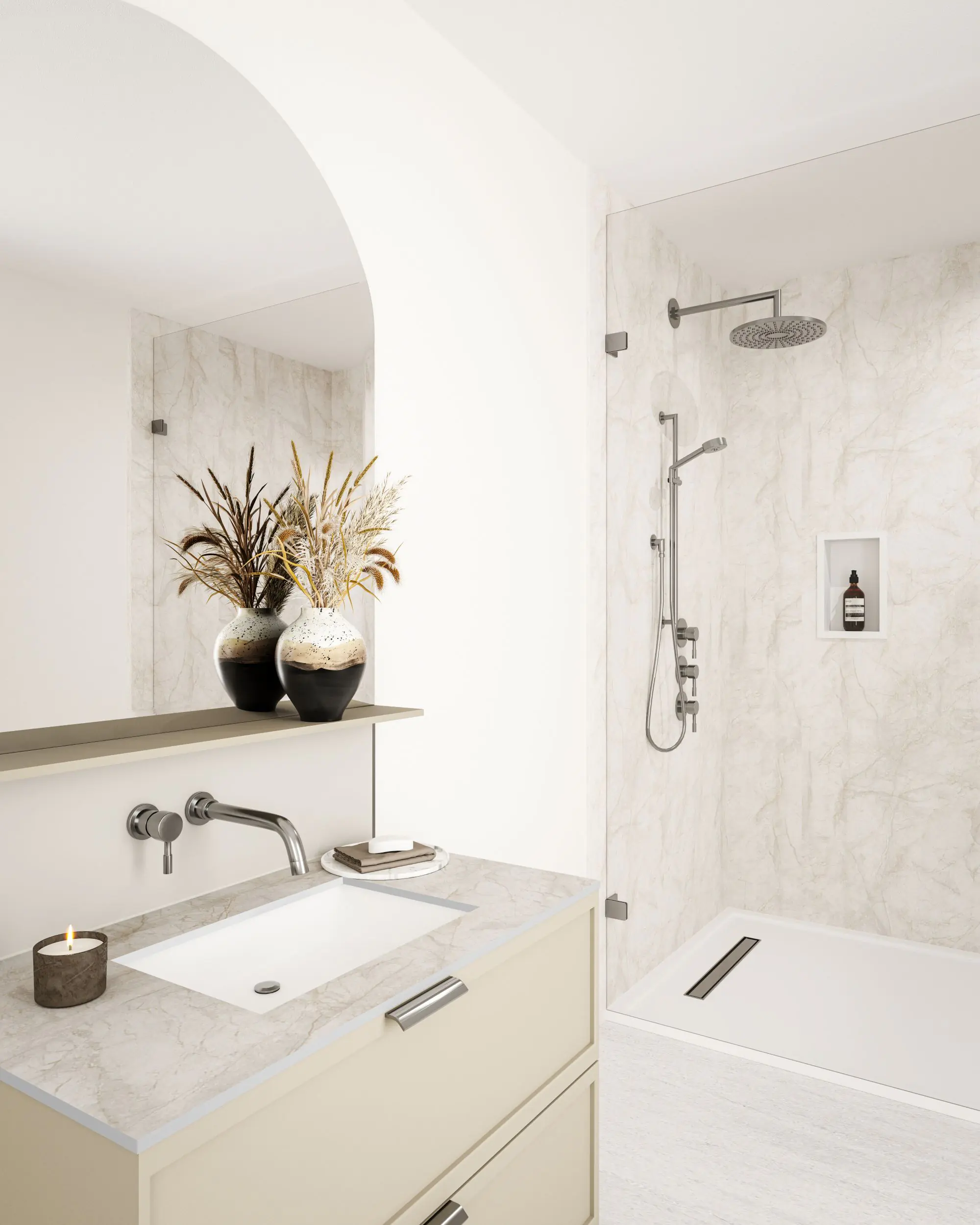 Wetwall Elite Wandpaneel  Himalayan Marble 60 x 242 cm mit Nut & Feder