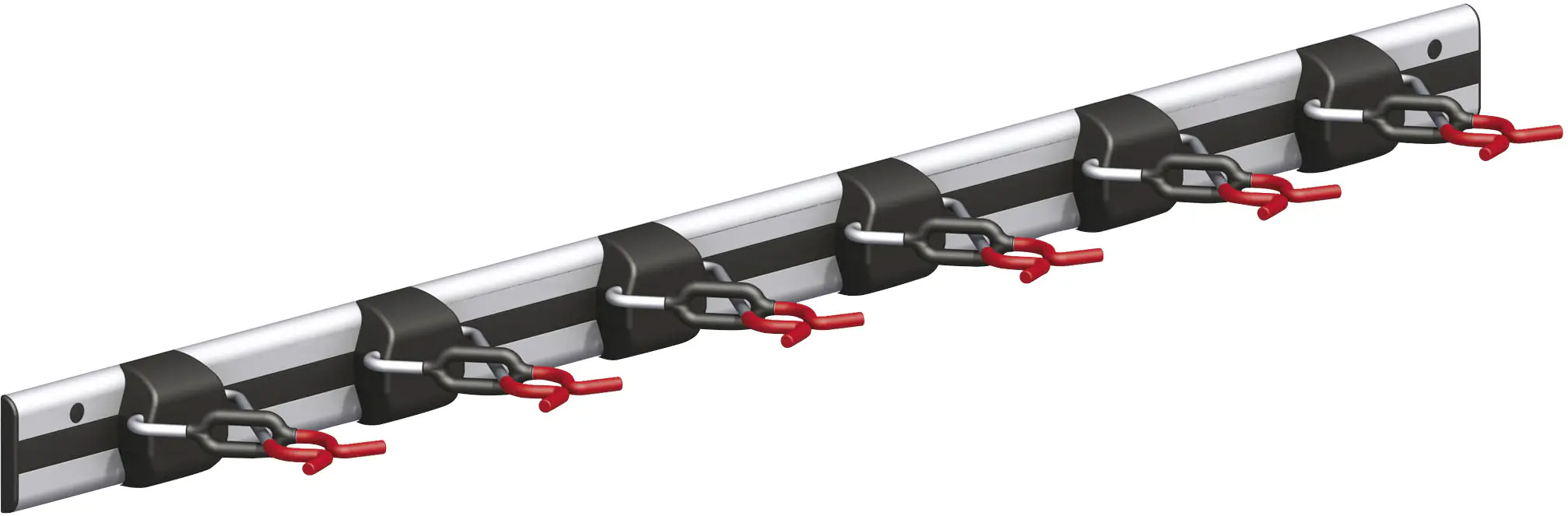 coaxis®-Set, Schiene mit Gerätehaltern 1000 mm Aluminium roh rot gummiert