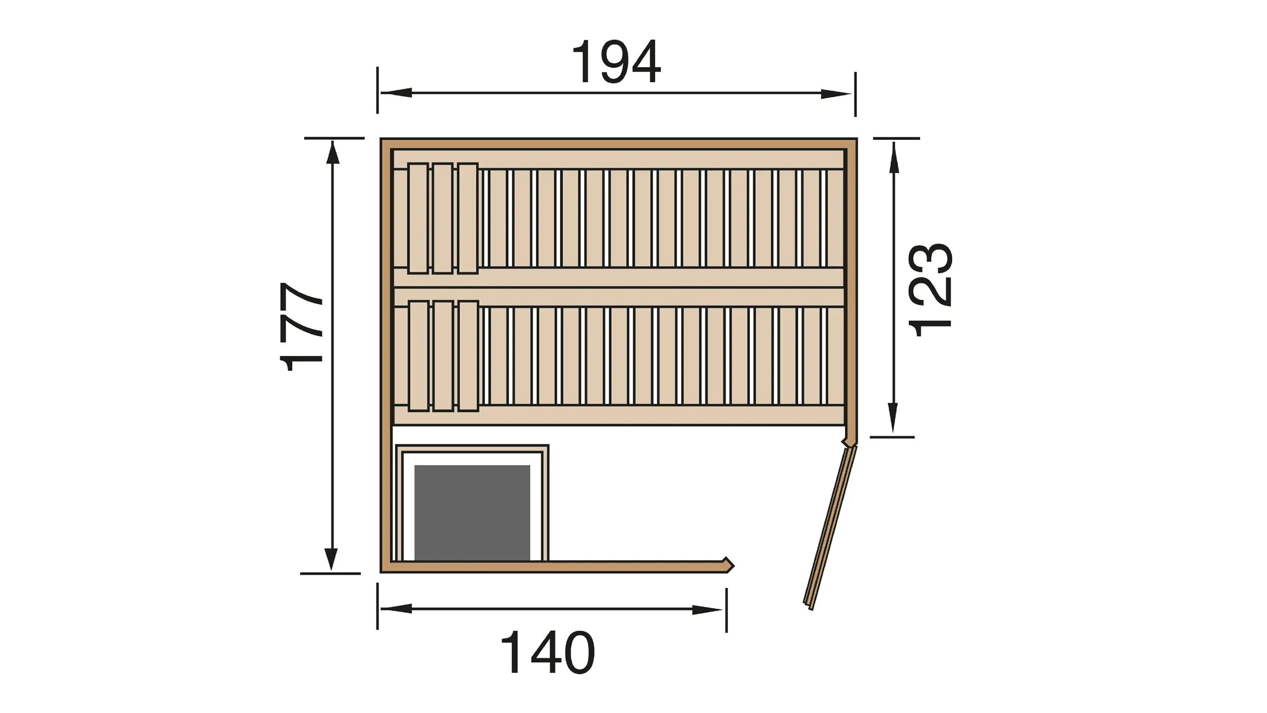 Weka Element-Sauna Kiruna 2 mit Glastür und BioS Saunaofen