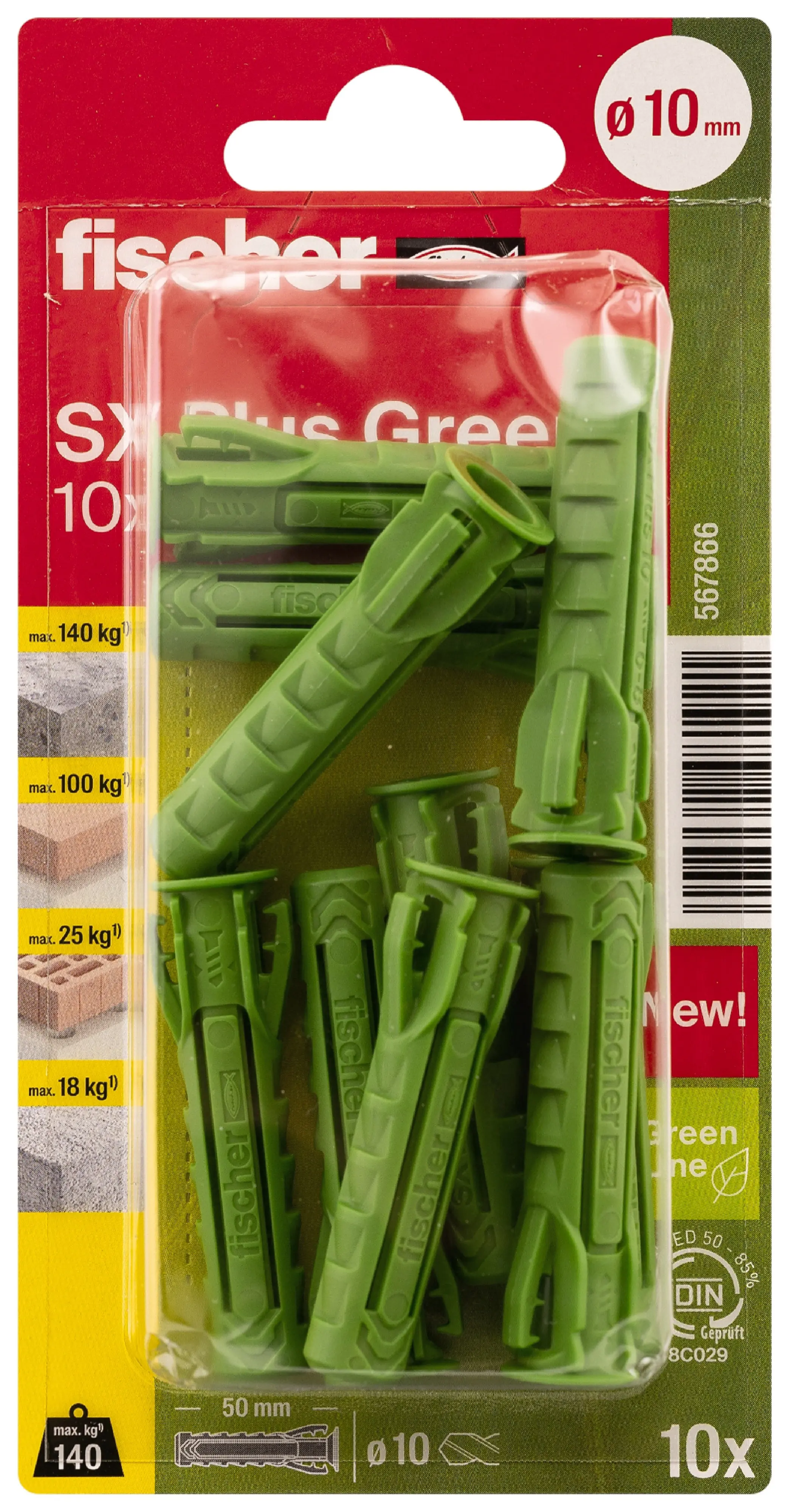 Fischer Spreizdübel SX Plus Green 10.0 x 50 mm - 10 Stück