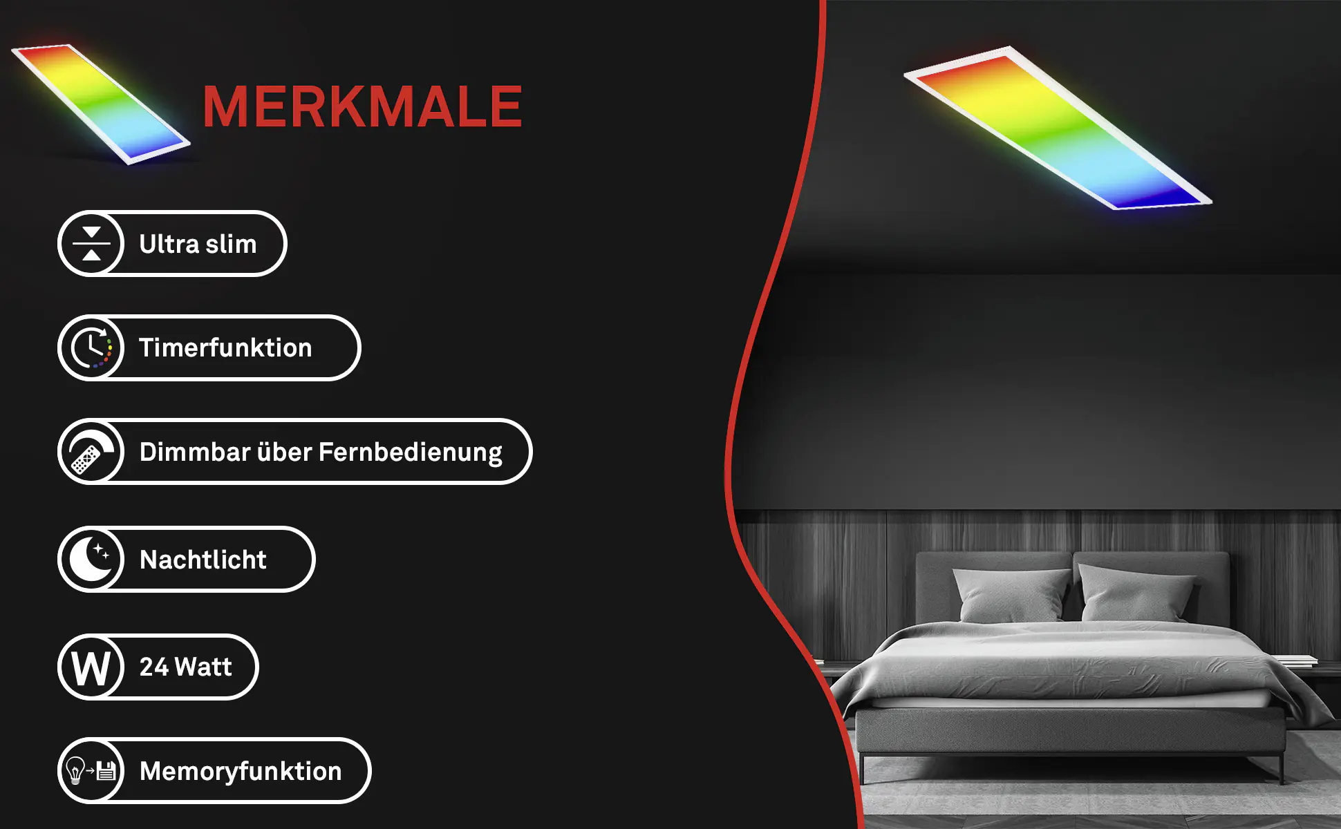 Briloner LED-Panelleuchte ultraflach 100 x 25 cm weiß RGB dimmbar