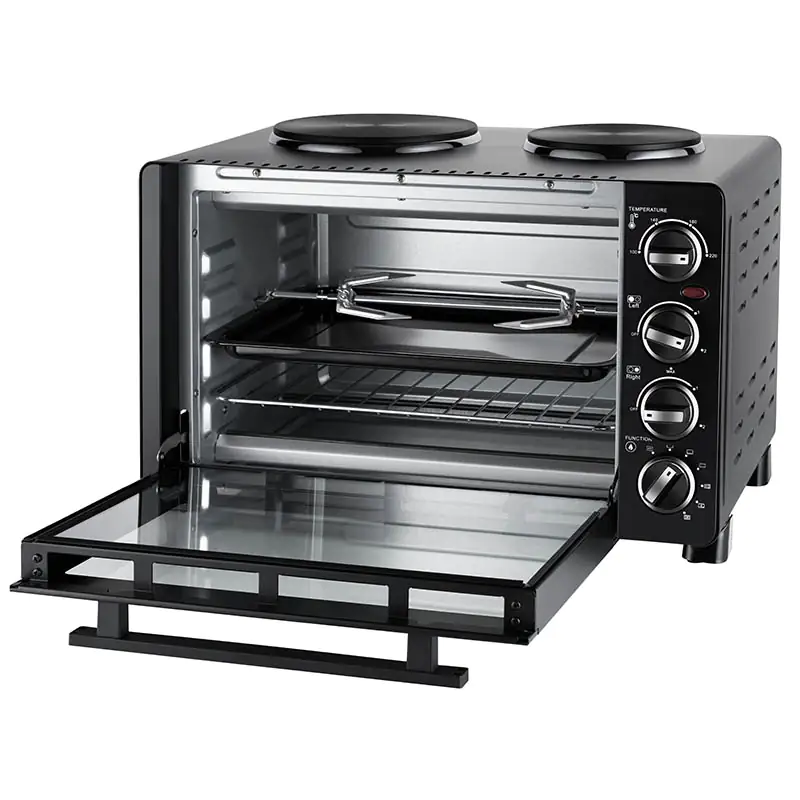 Unold Kleinküche Minibackofen All In One 30 L Backraum, 2 Kochplatten