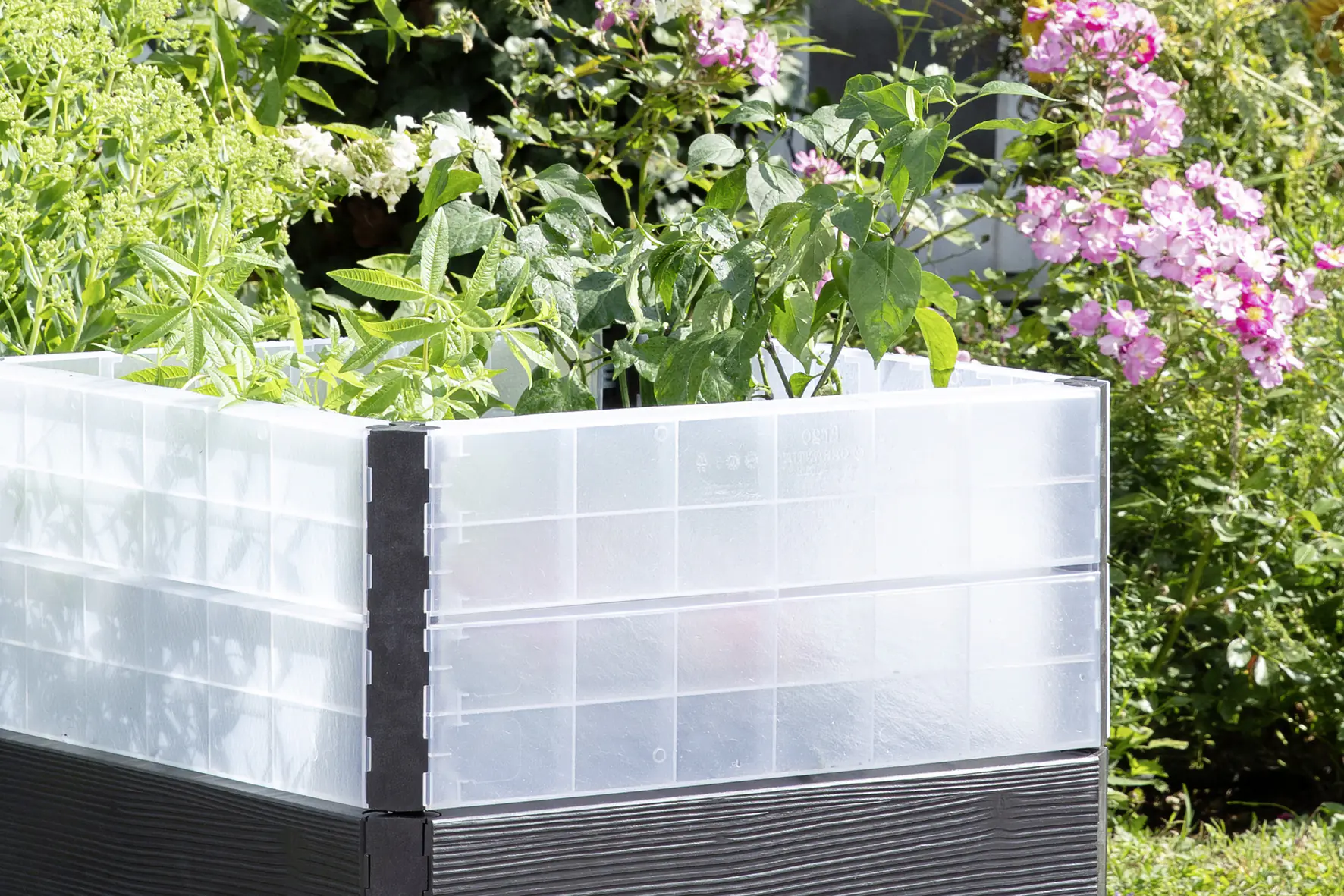 Garantia Hochbeet Ergo Quadro Turbo M 75 80 x 60 x 75 cm, wood, Wassersystem & Wachstumsmodul