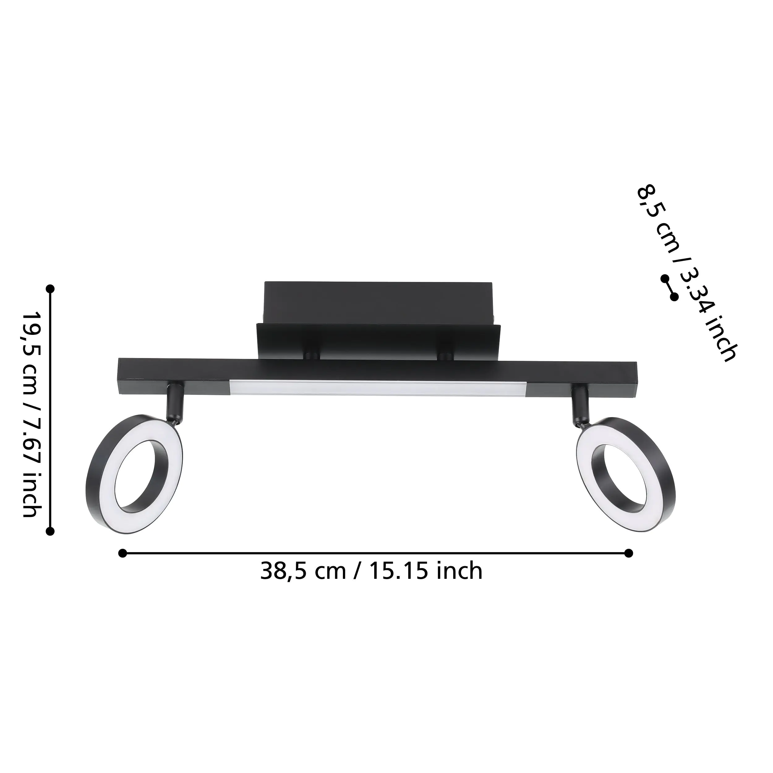 Eglo 2er LED Spot Cardillo 2 schwarz 38,5 x 8,5 cm