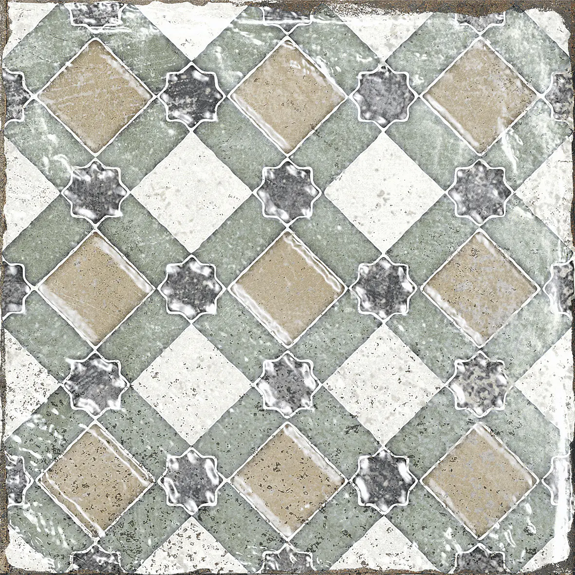 Bodenfliese Feinsteinzeug Marrakesh 20 x 20 cm blau-beige