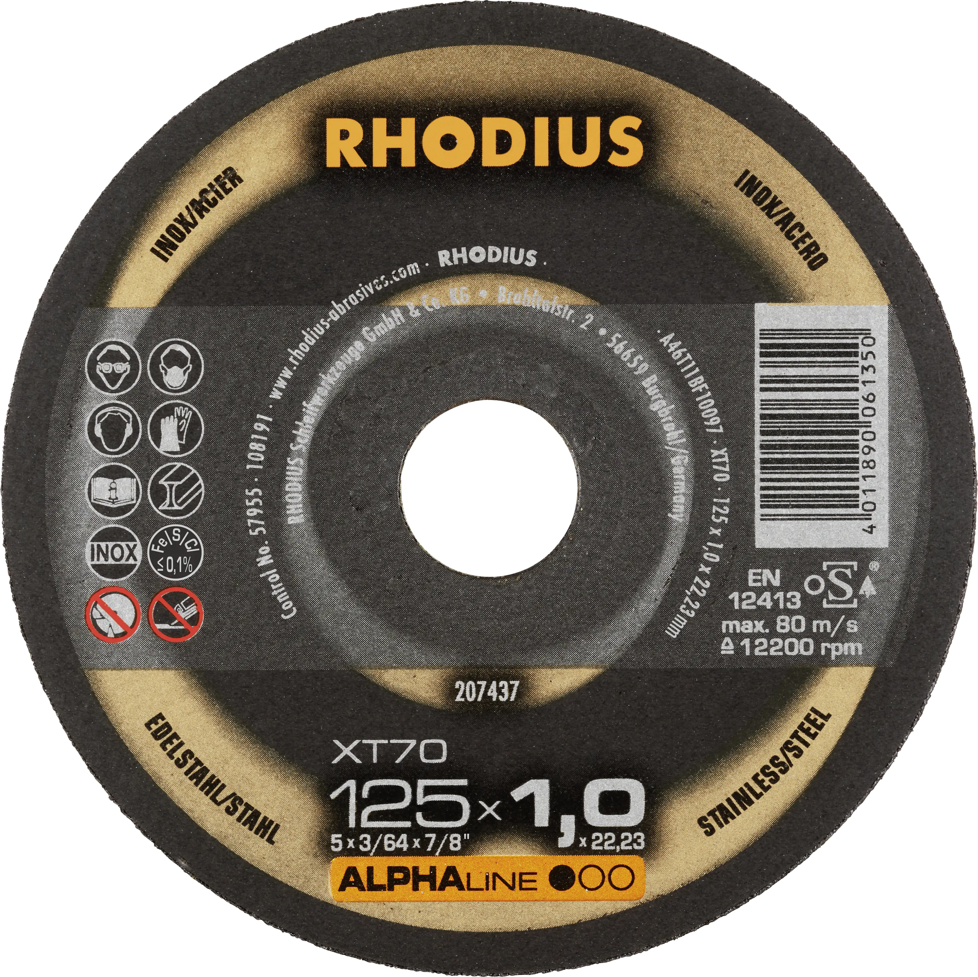 Rhodius Trennscheibe extradünn XT70 Ø 125 mm Bohrung 22,23 mm