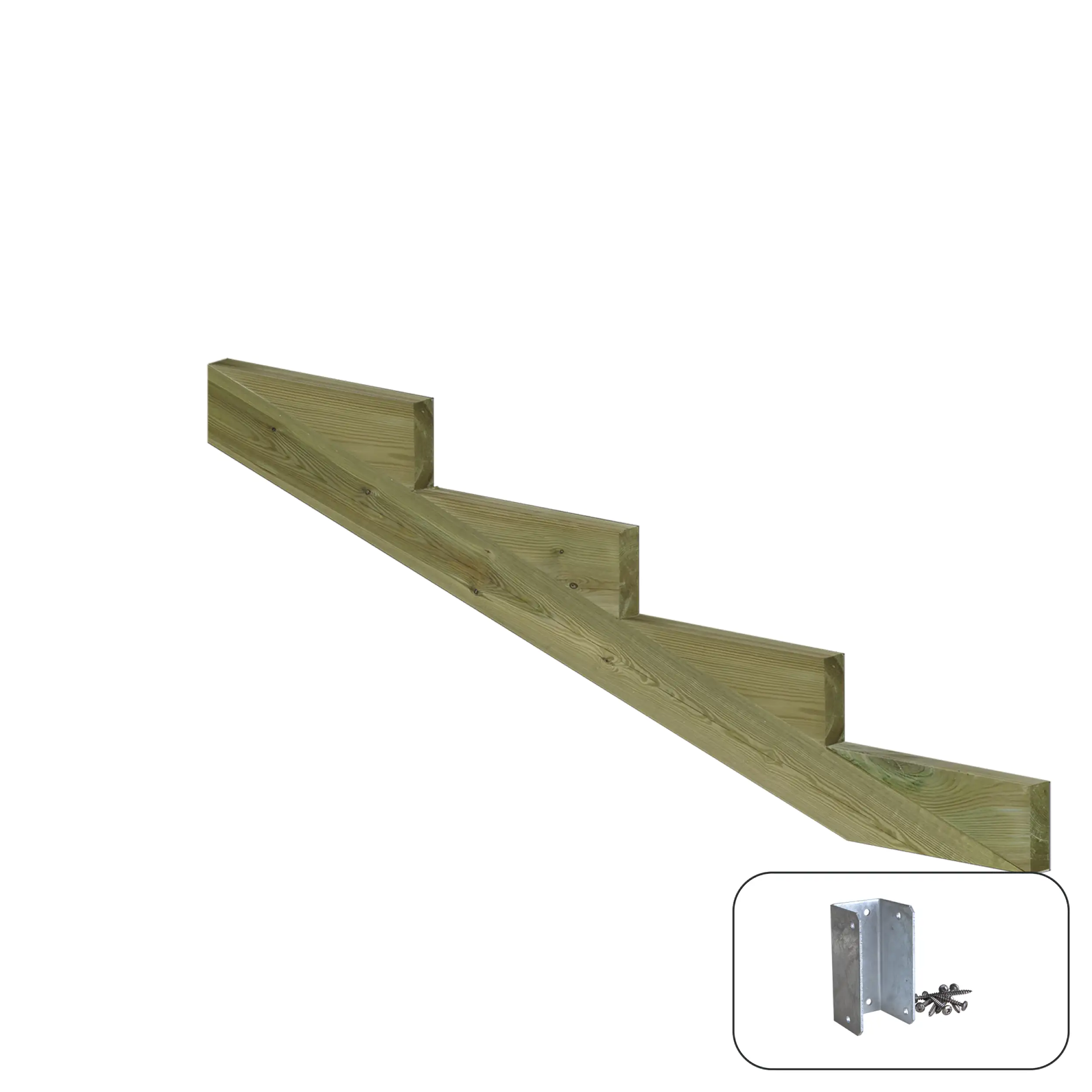 Plus Treppenwange Kiefer 13 cm Stufenhöhe mit Beschlag