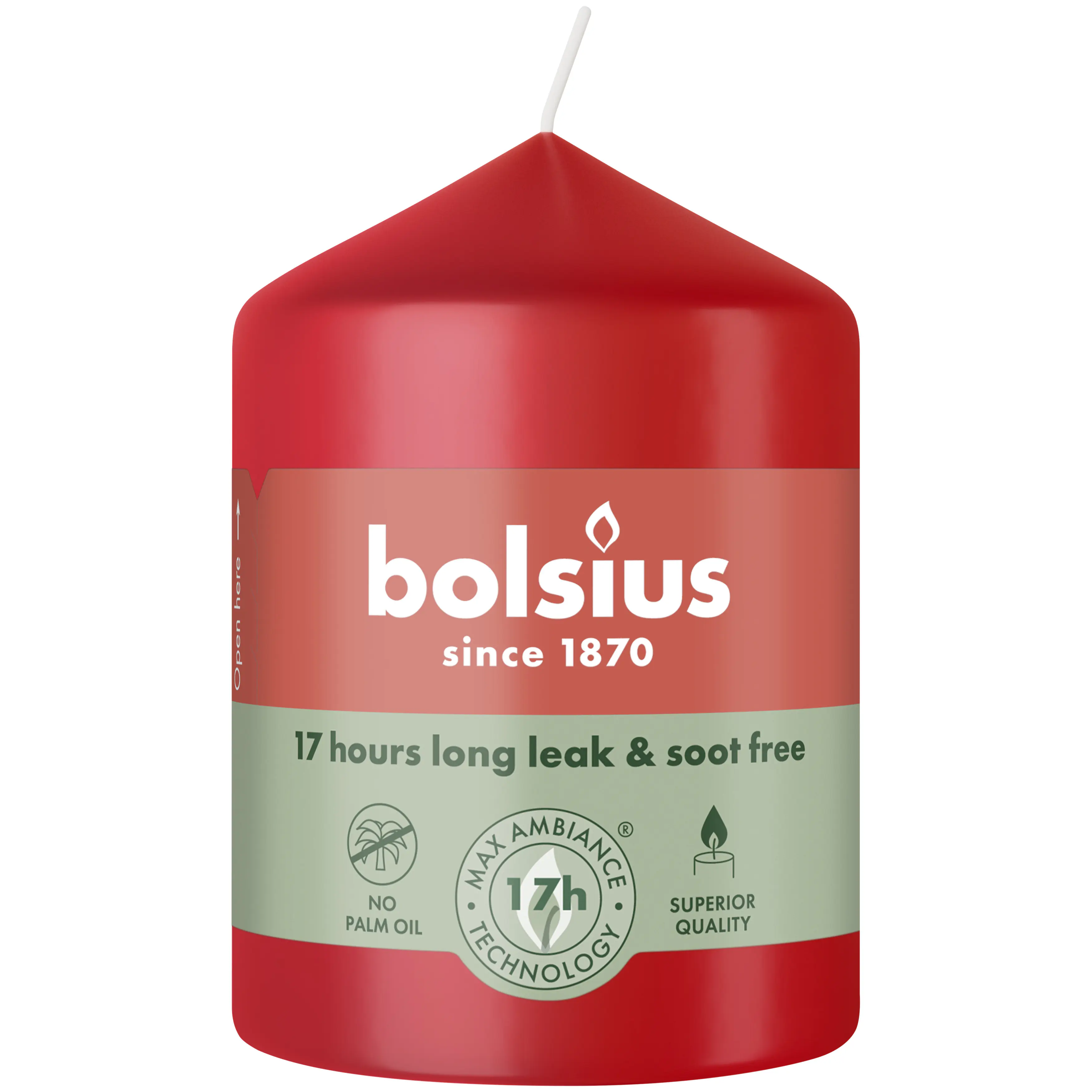 Bolsius Stumpenkerze zartes rot 8 cm Ø 5,8 cm 