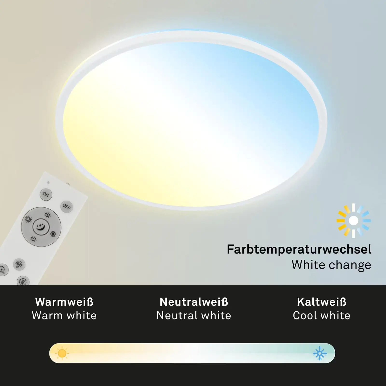 Briloner LED Panel Slim Ø 48 cm, weiß utraflach CCT
