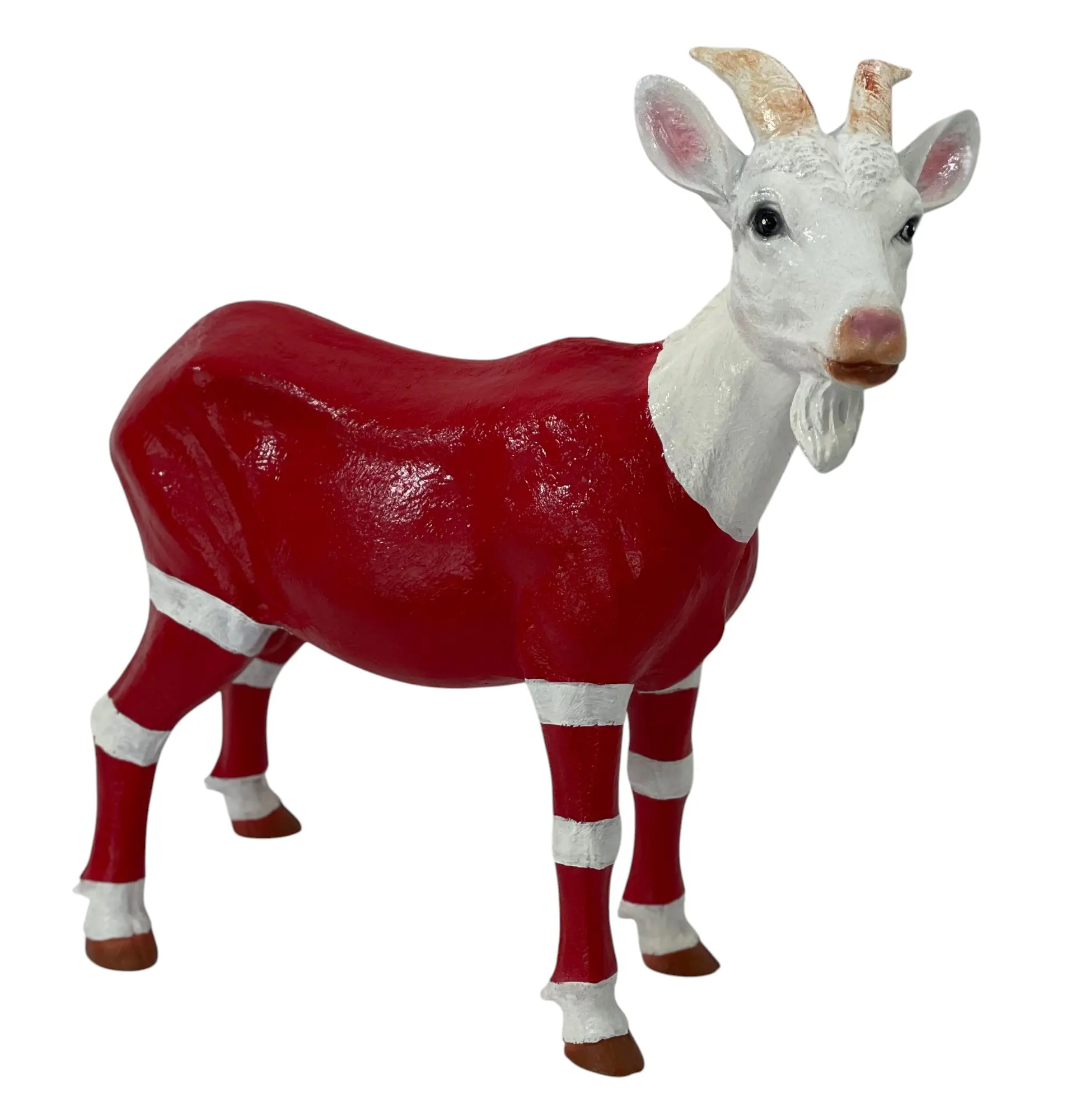 Dekofigur Ziegenbock rot 48 x 22 x 50 cm rot-weiß