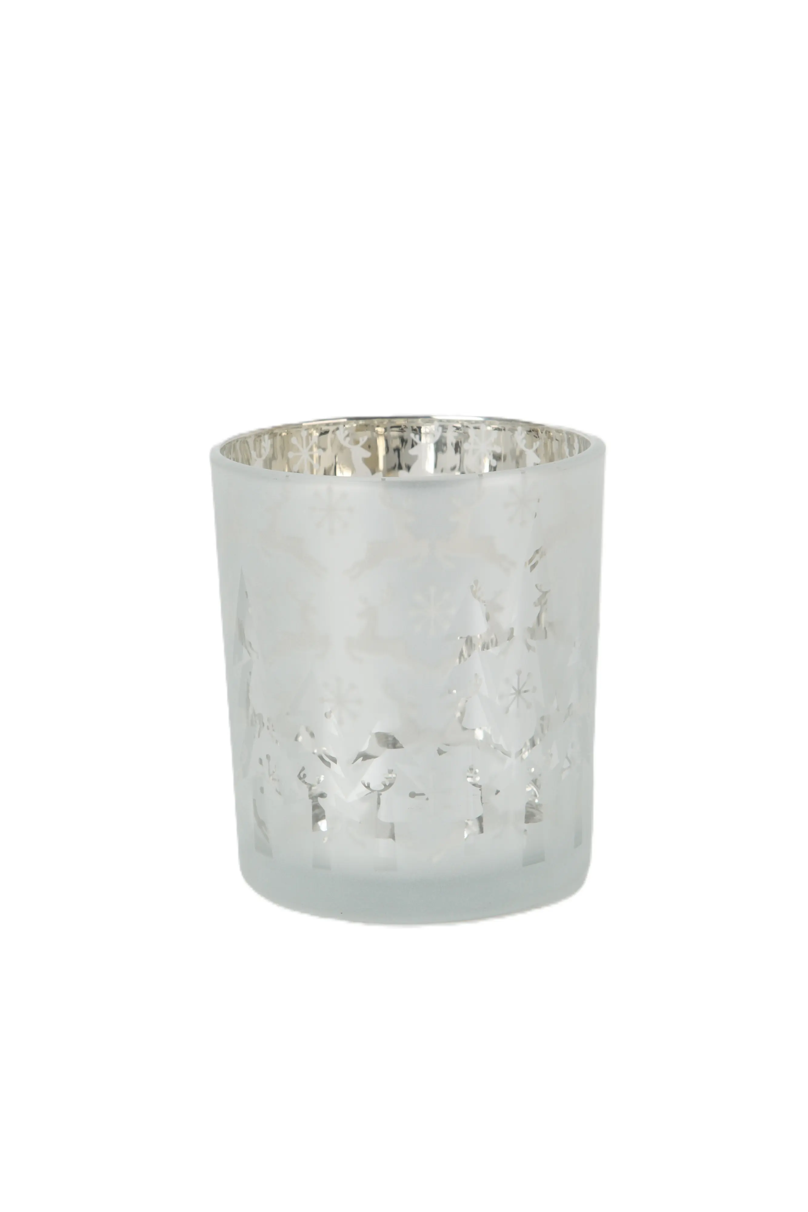 TrendLine Deko Windlicht Glas Ø 8,8 x 10 cm silber