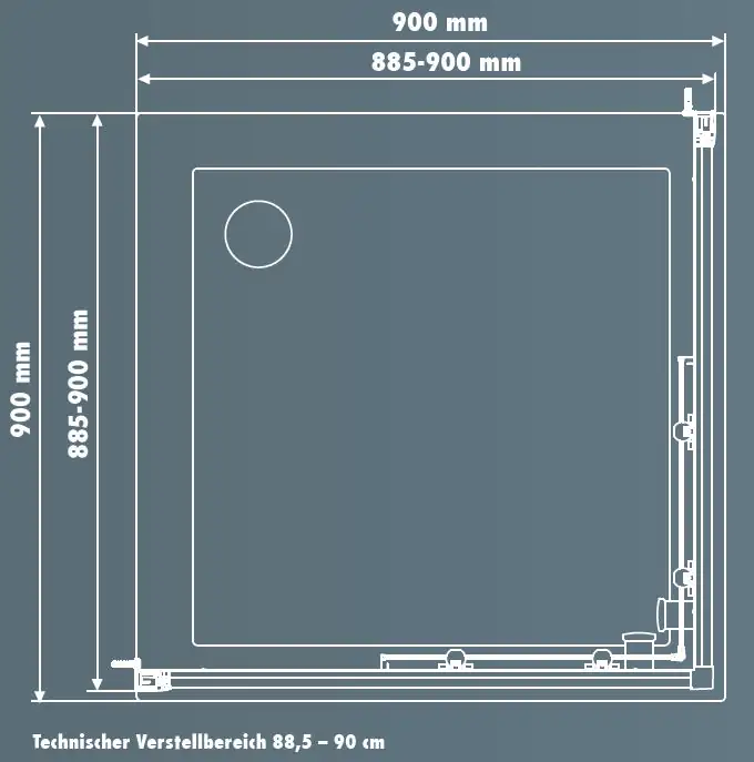 Primaster Eckdusche Easy-5 Schiebetür 90 x 90 cm Klarglas chrom