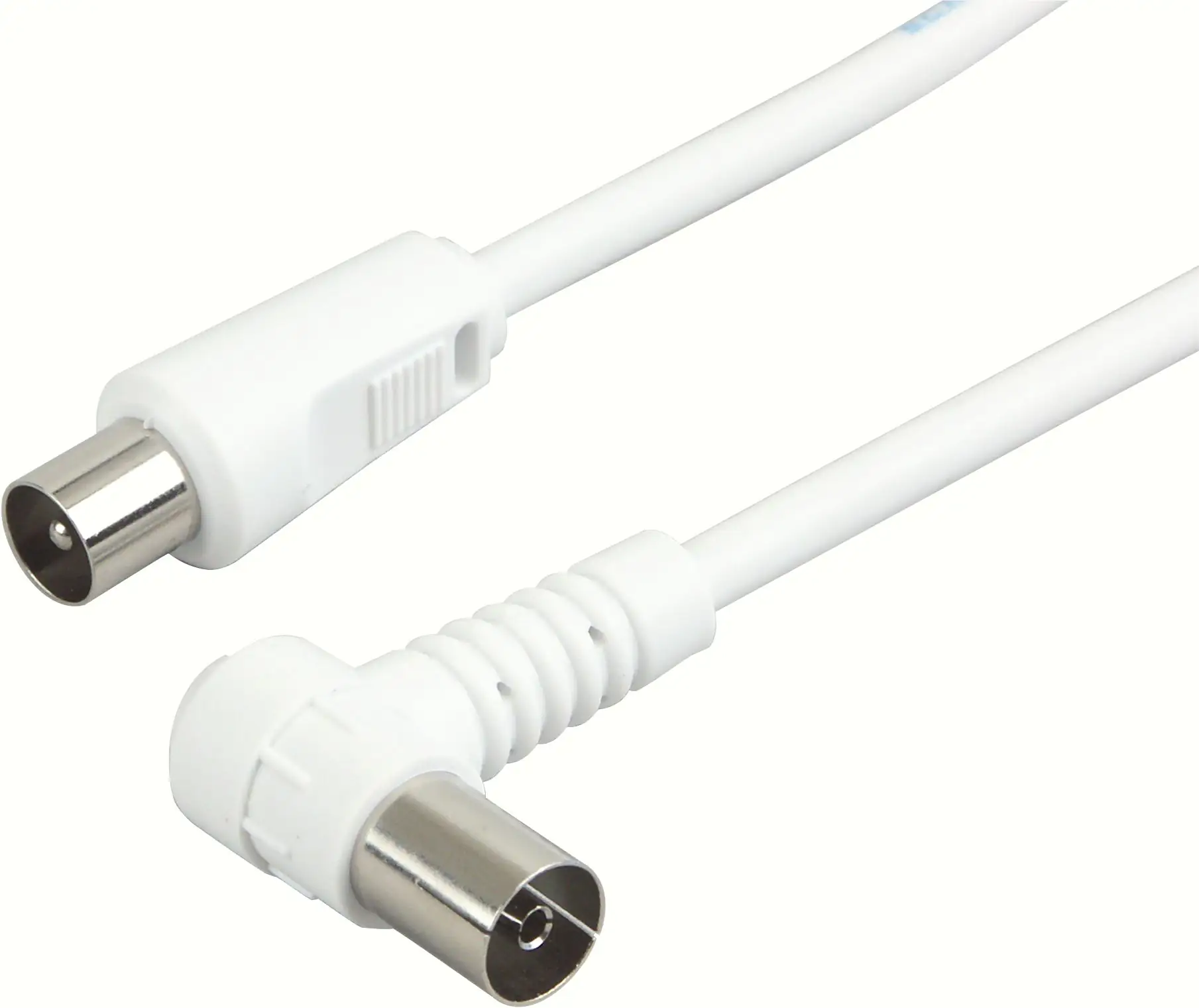 Schwaiger Antennen Anschlusskabel KVKW100 532 (75dB) weiß, 10,0m, 90° gewinkelt, 1x IEC Stecker / 1x