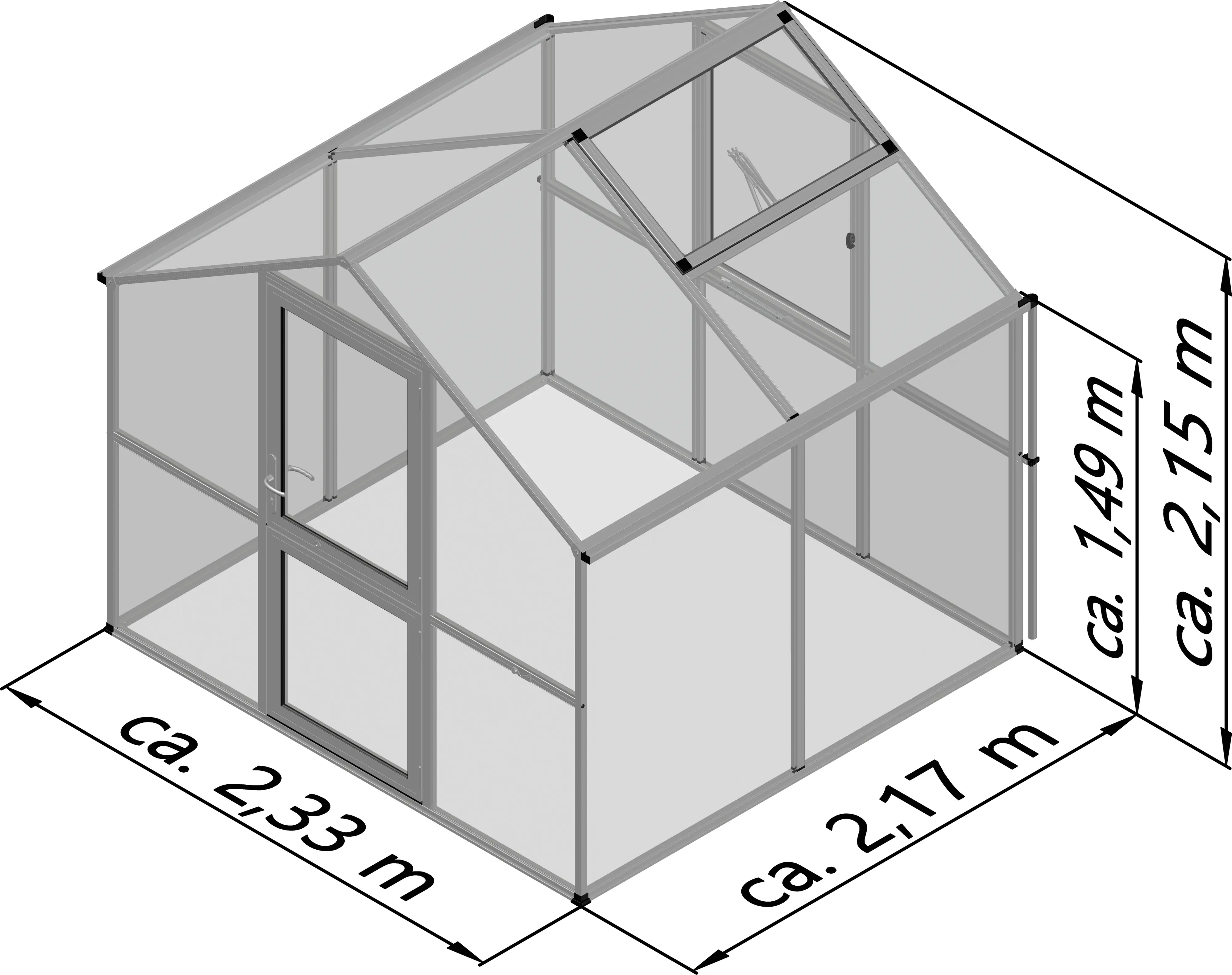 KGT Alu-Gewächshaus Rose II 233 x 217 cm
