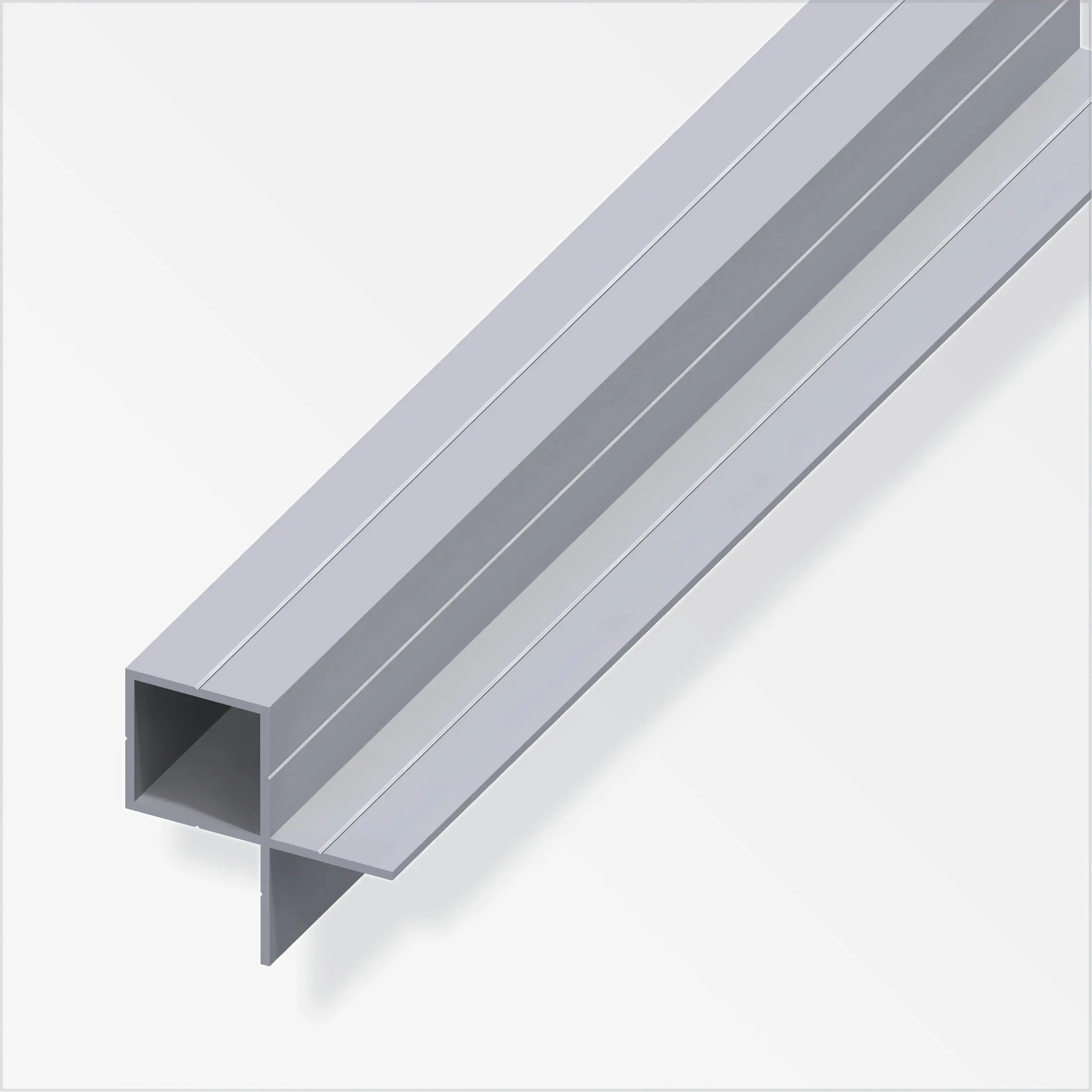 alfer Quadratrohr, 2 Schenkel innen 2.5 m, 23.5 x 43.5 x 1.5 mm Alu blank