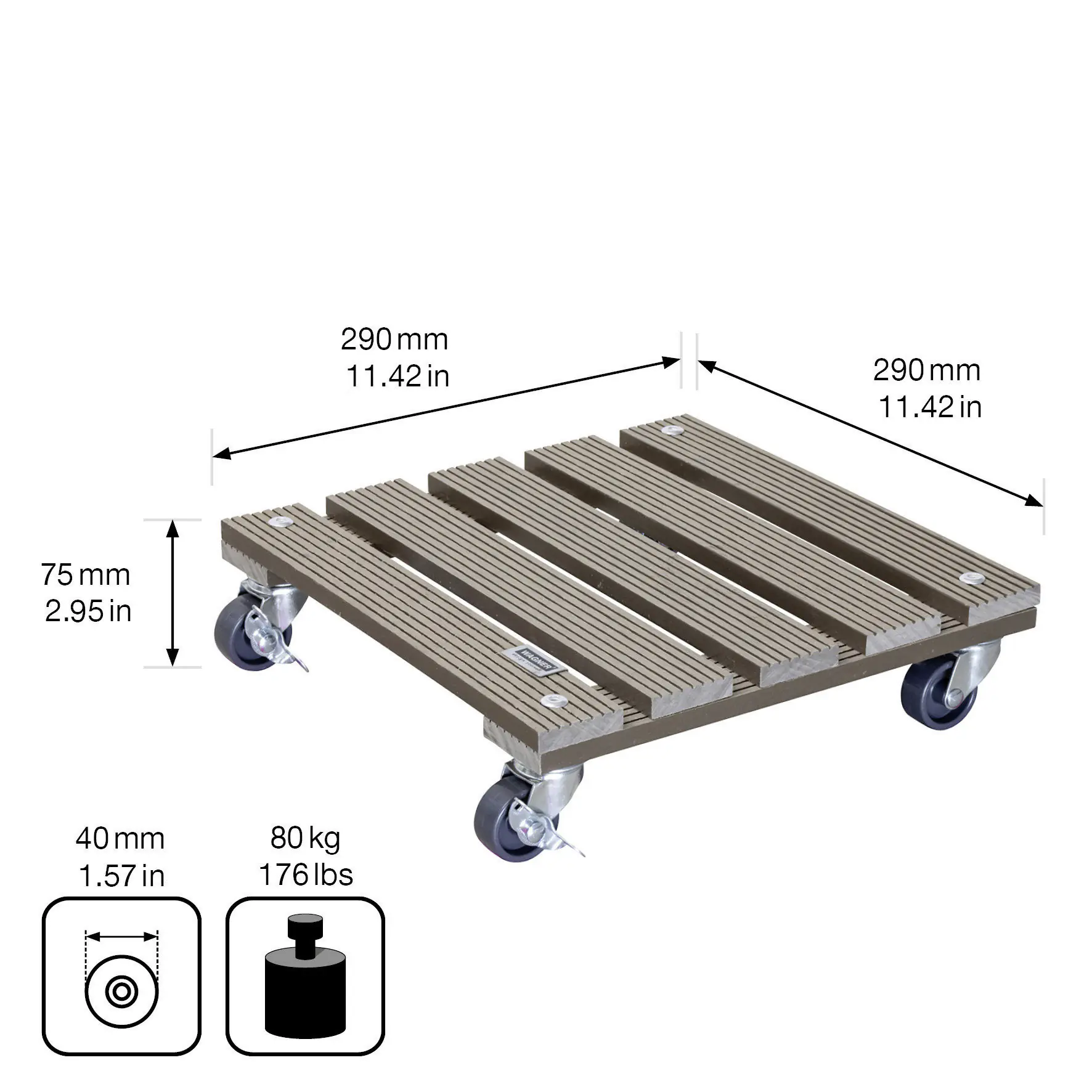 Wagner Pflanzenroller WPC 29 x 29 cm taupe