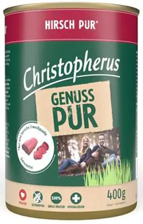 Christopherus Pur Hundenassfutter Single Protein getreidefrei 400 g Hirsch