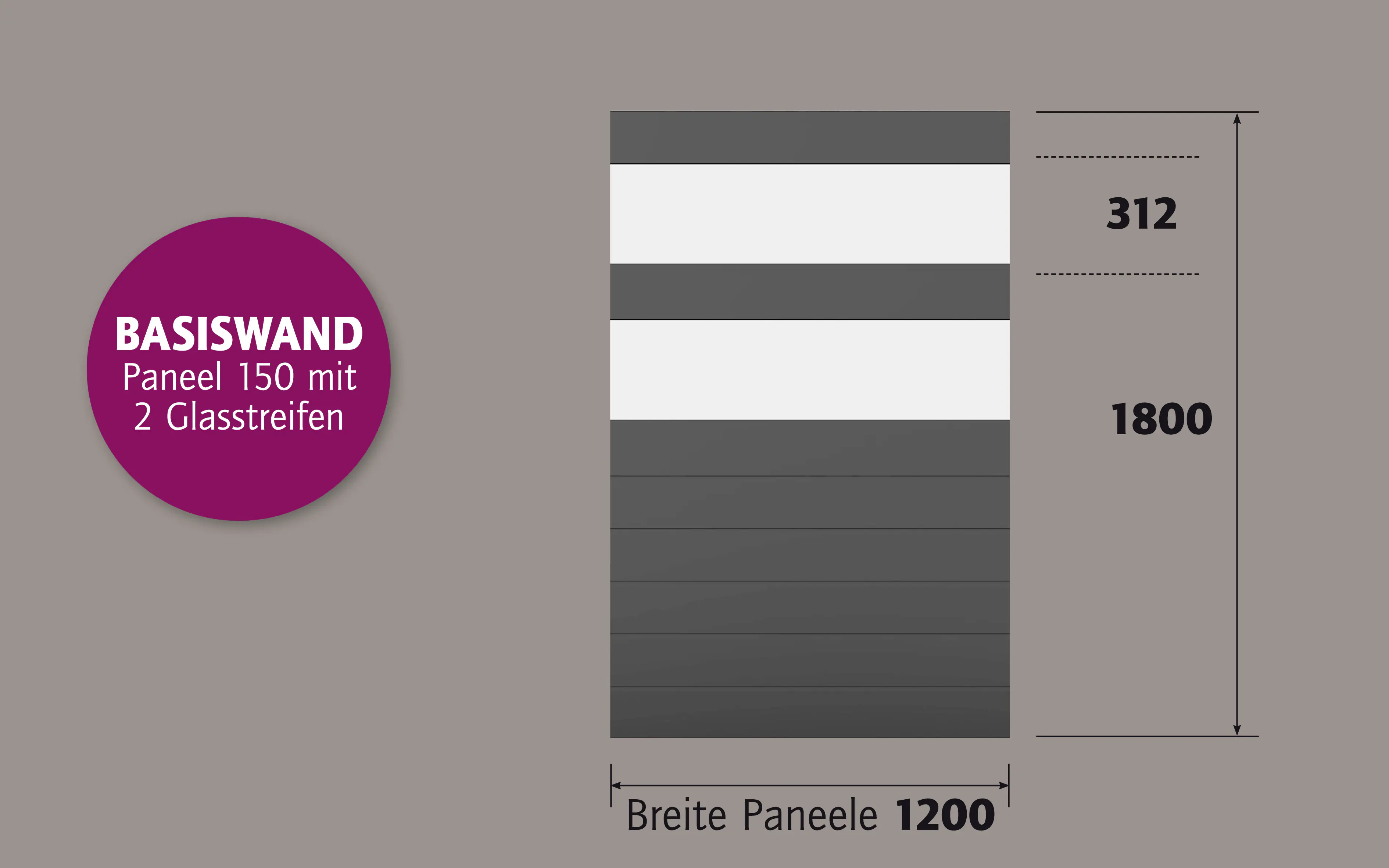 Ambiente Alu-Zaun Paneel 150 + ESG 8 mm 120 cm x 180 cm 22 mm stark