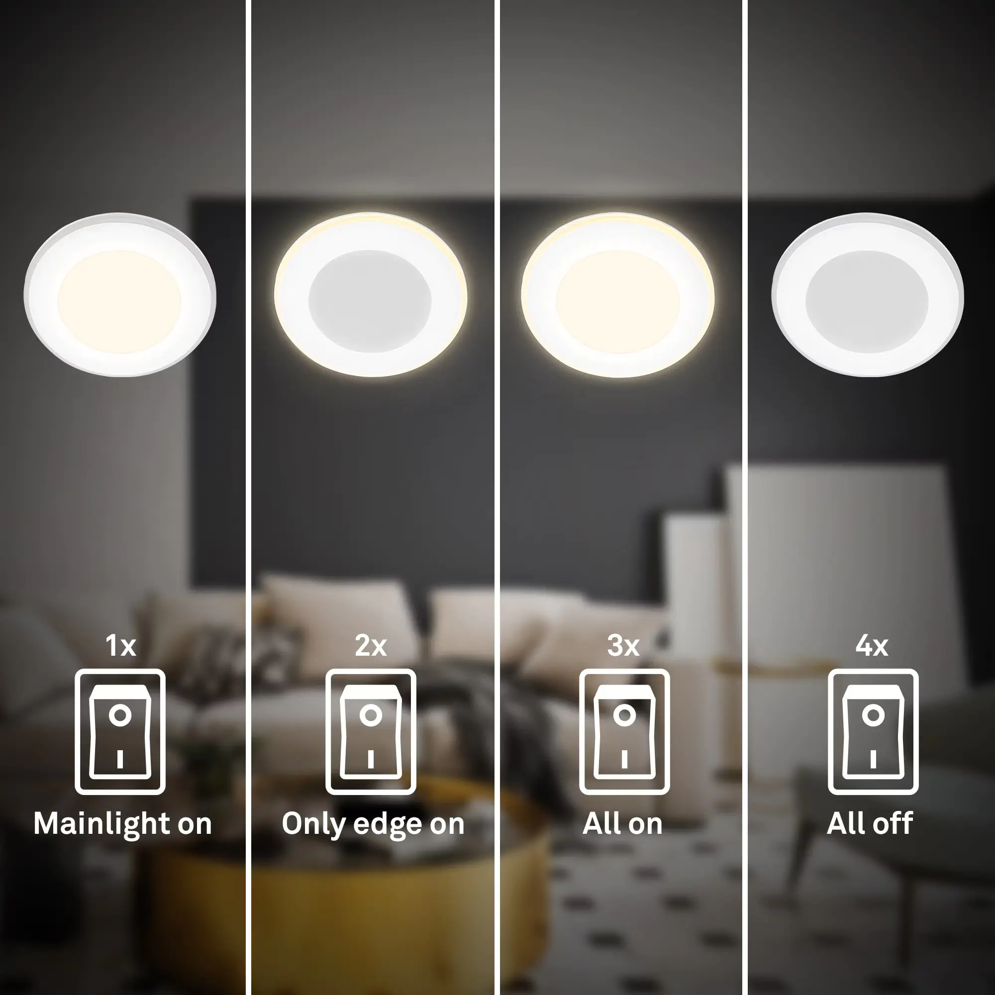 Briloner LED-Einbauleuchten 3er Set Mini 4,9W ,425lm  weiß Nachtlichtring