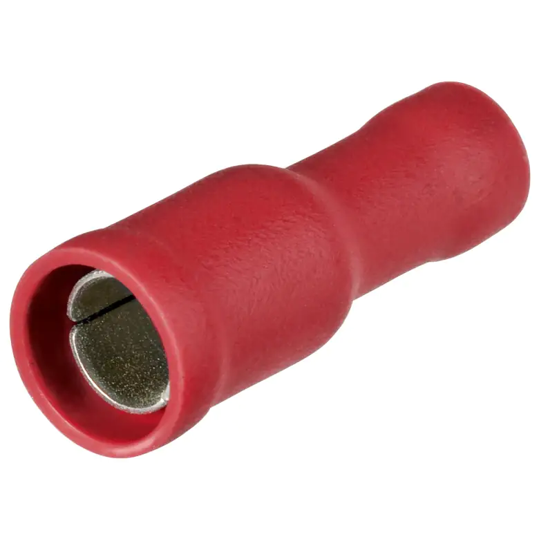 Isolierte Rundsteckhülsen 0,5 - 1,5 mm² rot, Ø 4 mm, Inhalt 25 Stück