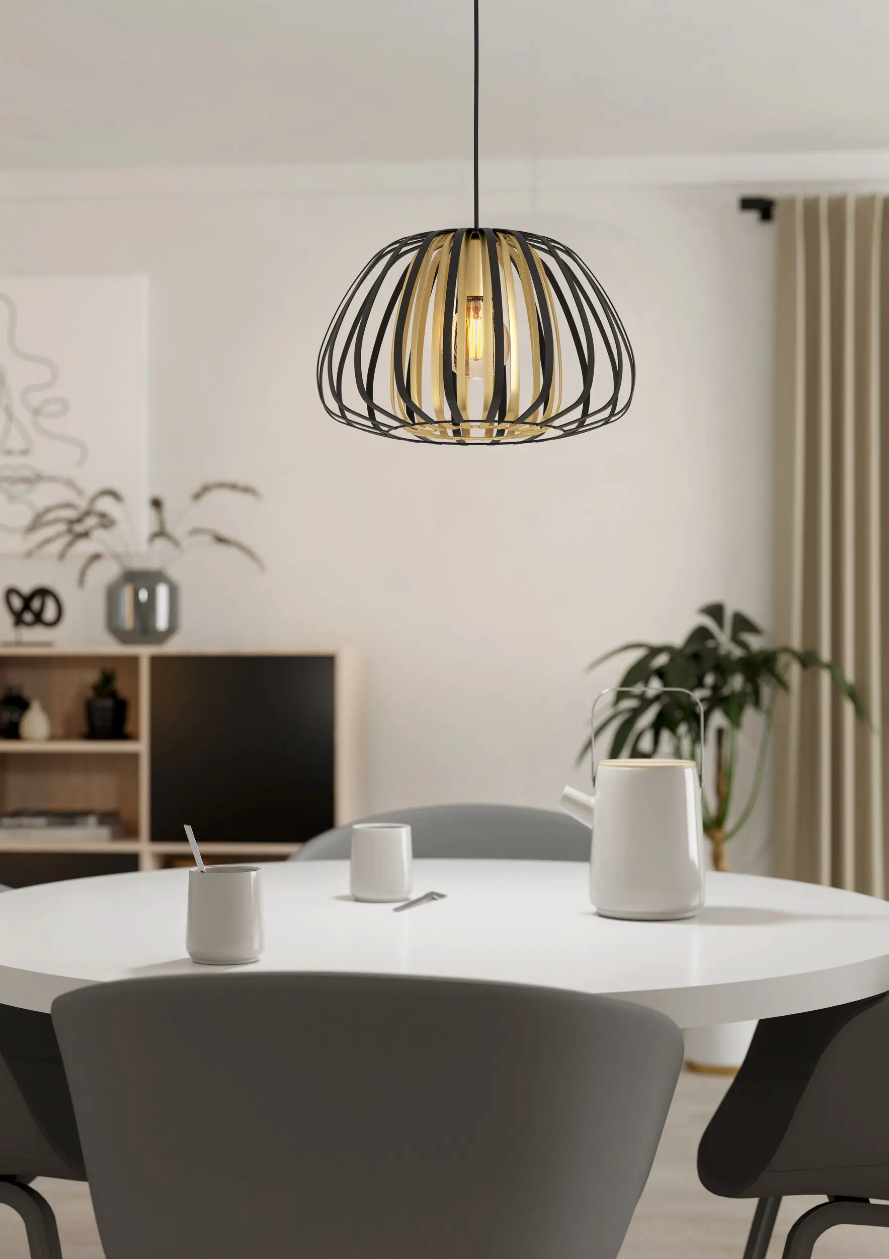 Eglo Hängeleuchte Encinitos schwarz gold 37,5 x 110 cm E27