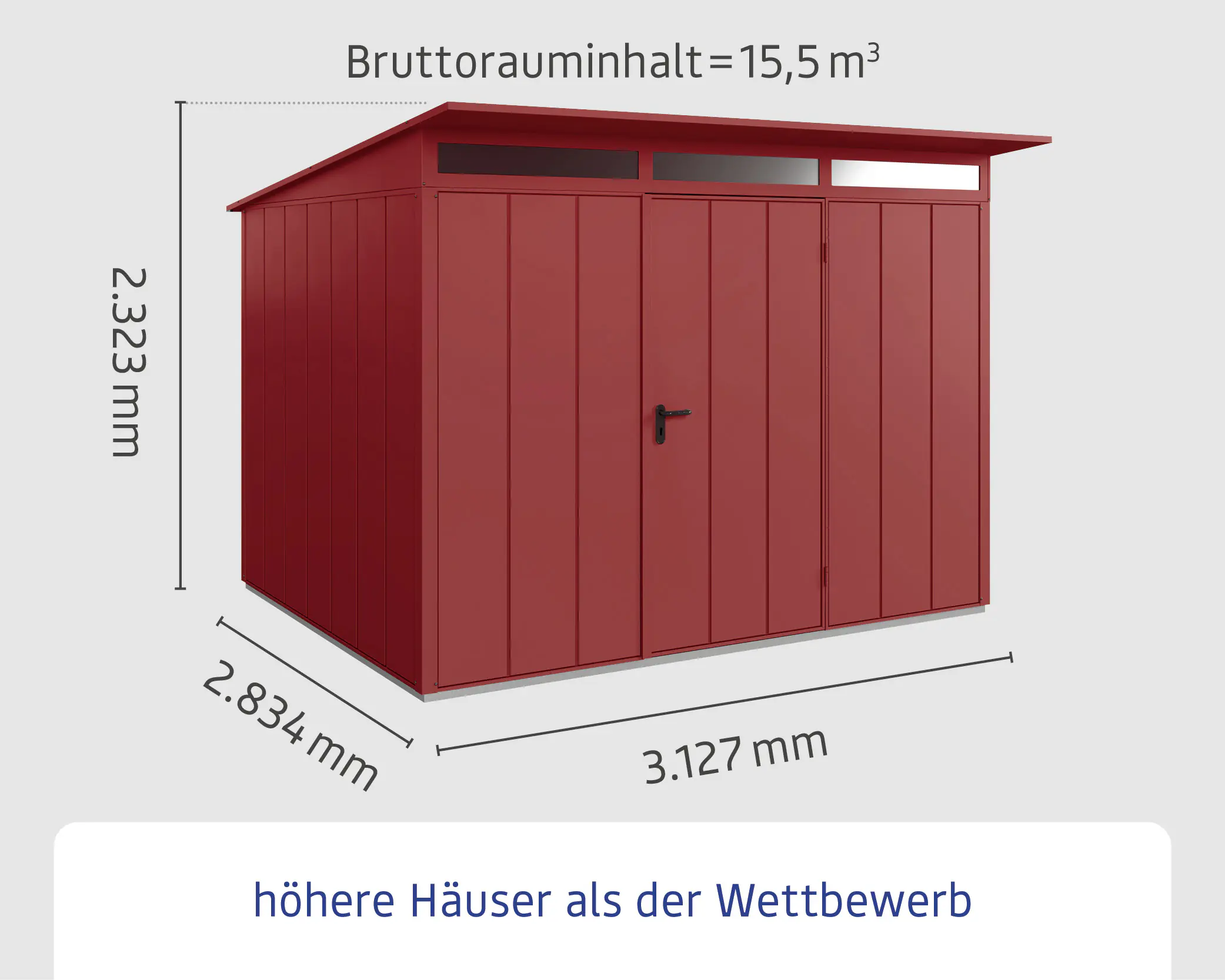 EcoStar Gerätehaus Elegant-P Typ 3 purpurrot312,7 x 283,4 x 232,3 cm