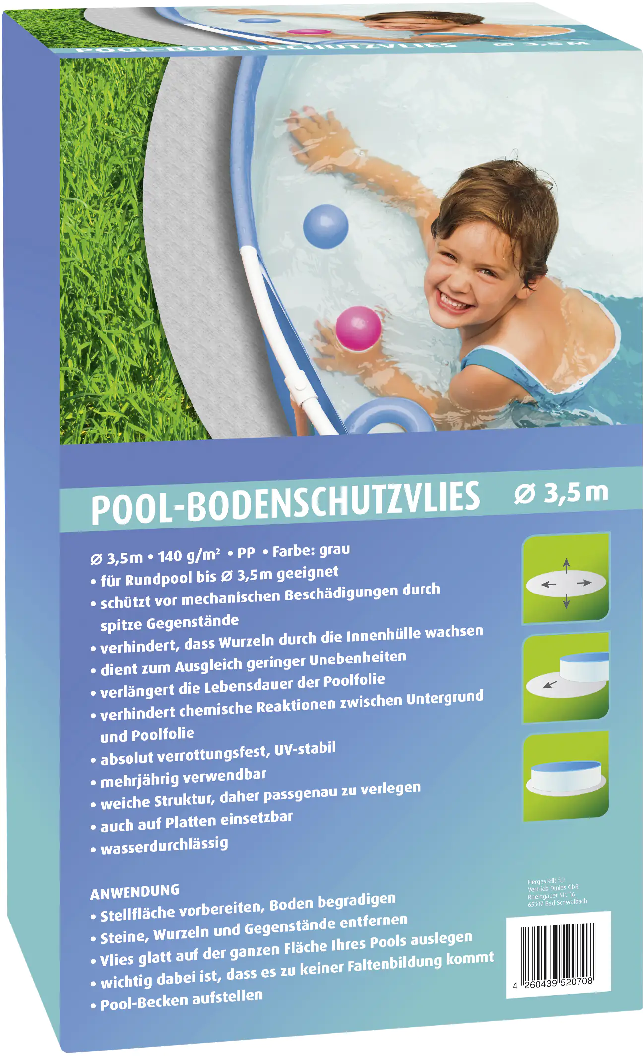 Premium Garden Bodenschutzvlies für Pools Ø 3,5 m