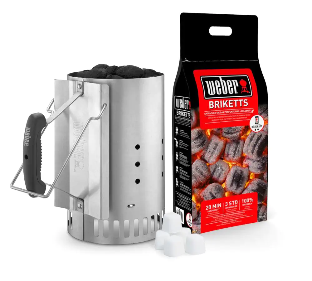 Weber Anzünd-Set Anzündkamin, 3 Anzünder & 2 kg Briketts
