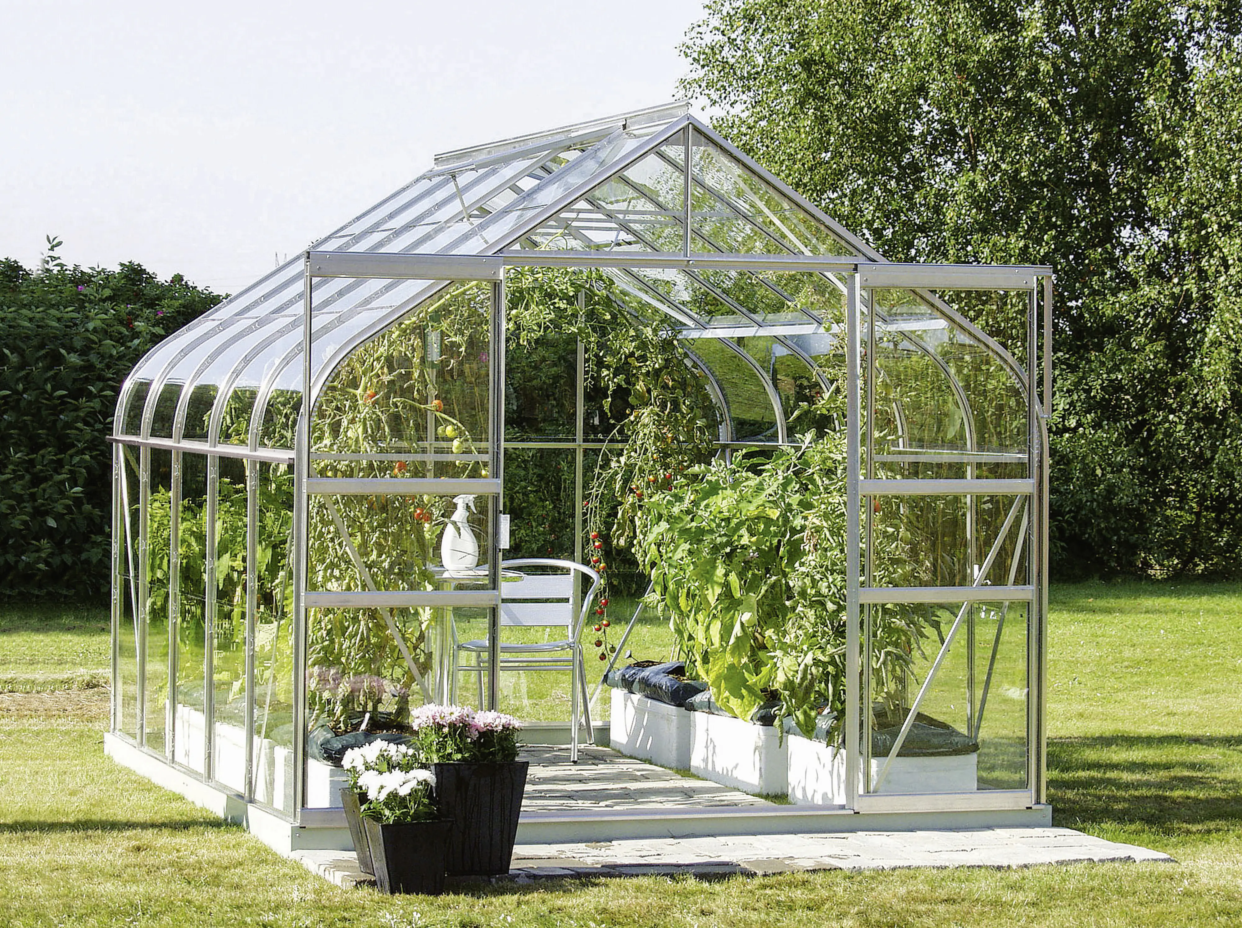 Vitavia Gewächshaus-Set Dione 8300 ESG 3 mm alu 254 x 317 cm 