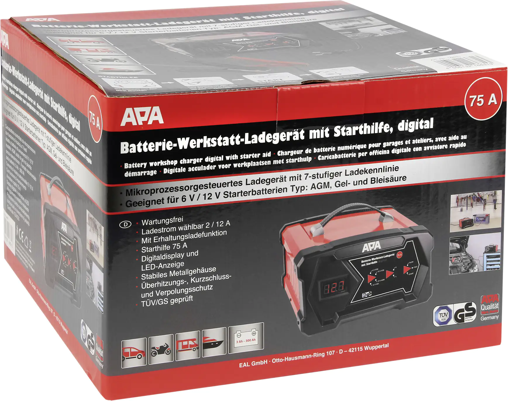 APA Autobatterie-Ladegerät digital 6/12 V 12A
