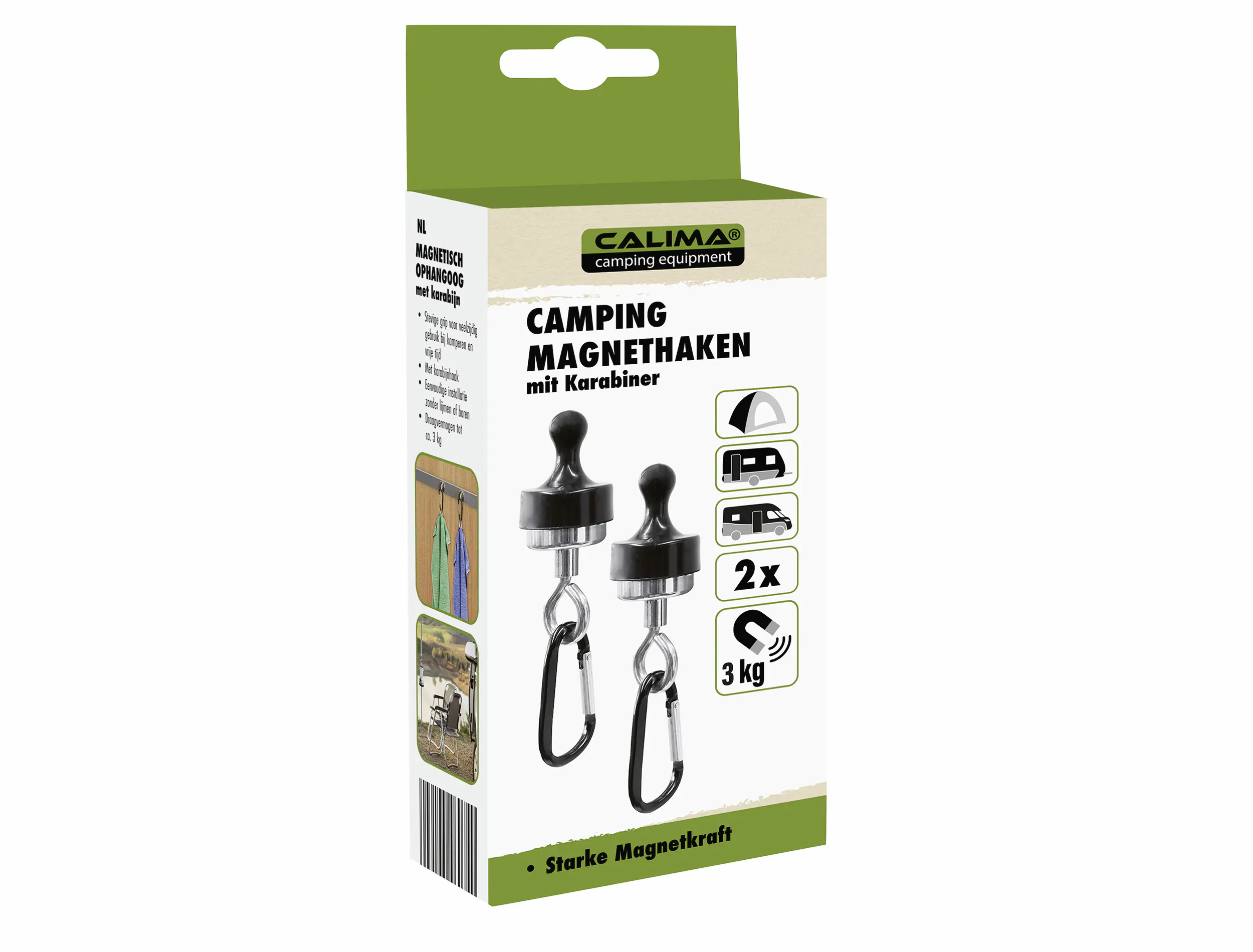 Calima Magnethaken mit Karabiner 14 cm schwarz/silber 2 Stück