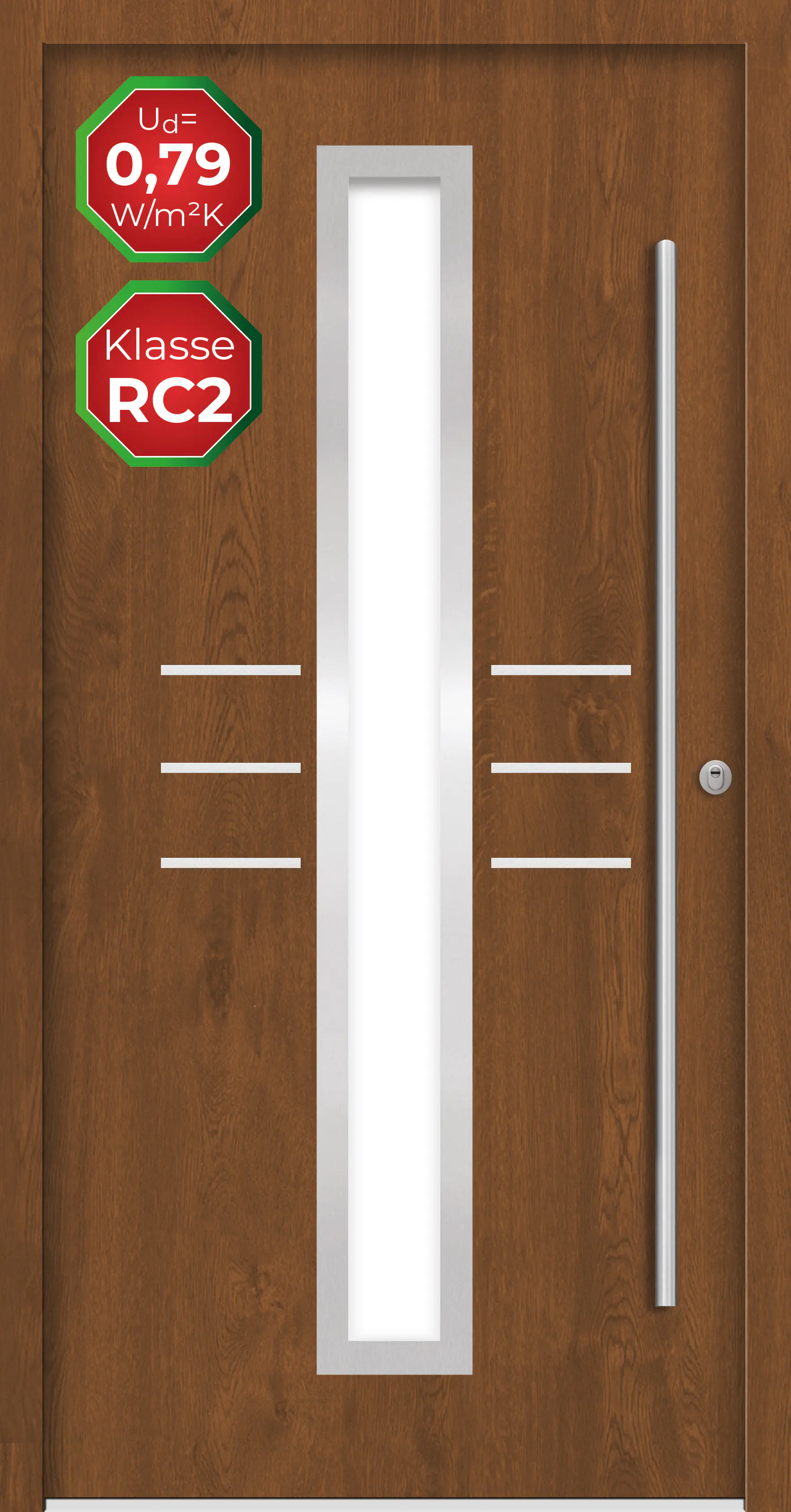 Splendoor Haustür Passivedoor Premium B07 RC2 Golden Oak DIN Rechts 110 x 210 cm