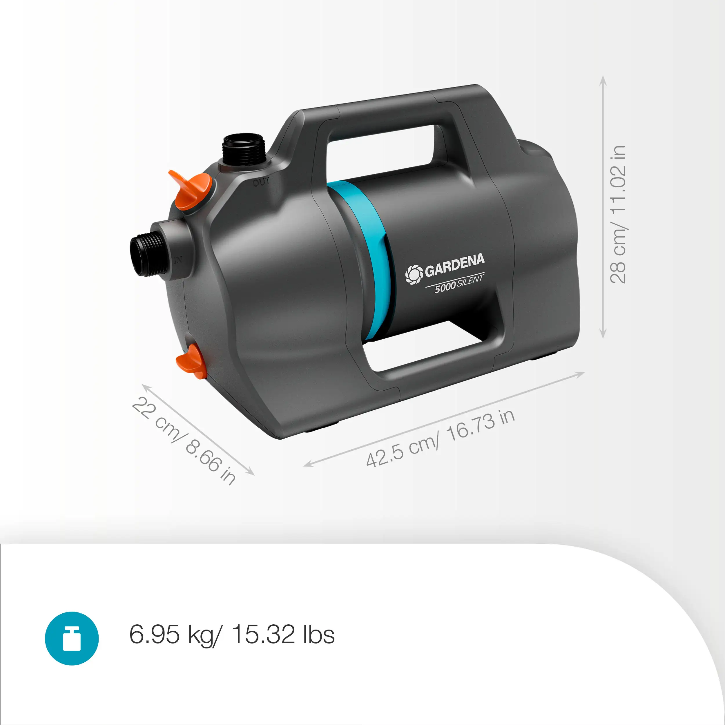 Gardena Gartenpumpe-Set Silent max. Fördermenge: 5.100 l/h 550 Watt