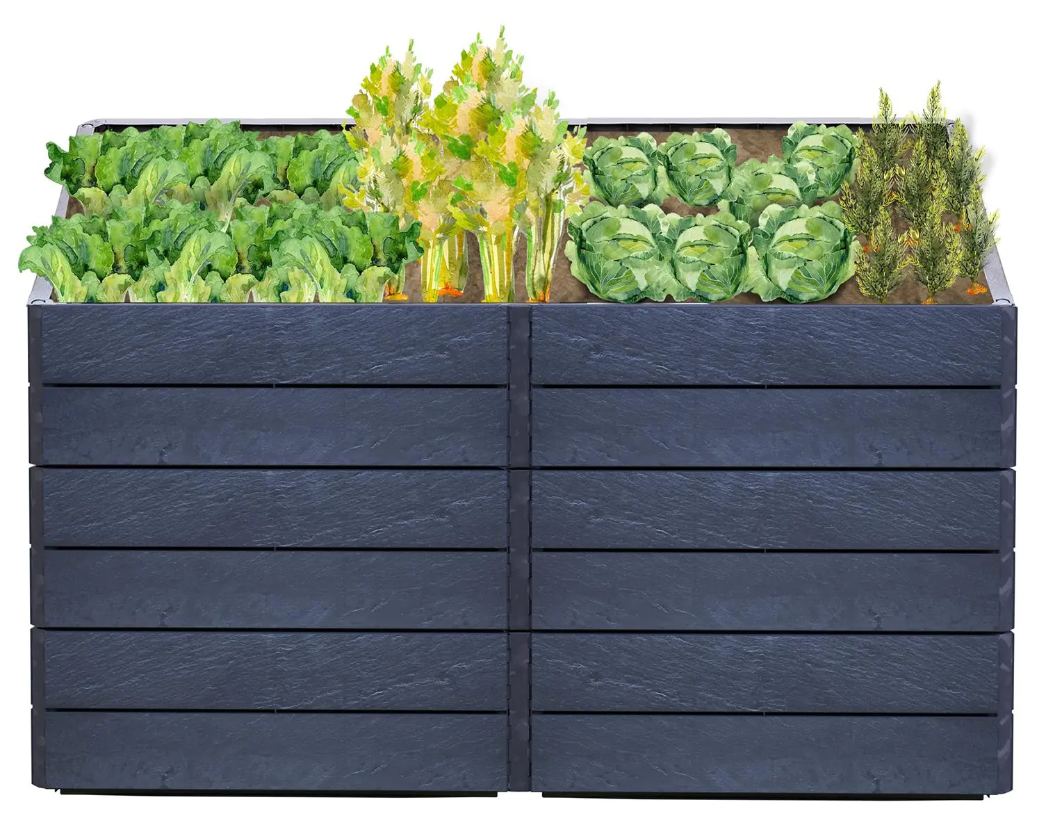 Garantia Hochbeet Ergo Quadro 2L 75 Stone, inkl. FLORA, 160 x 80 x 75 cm