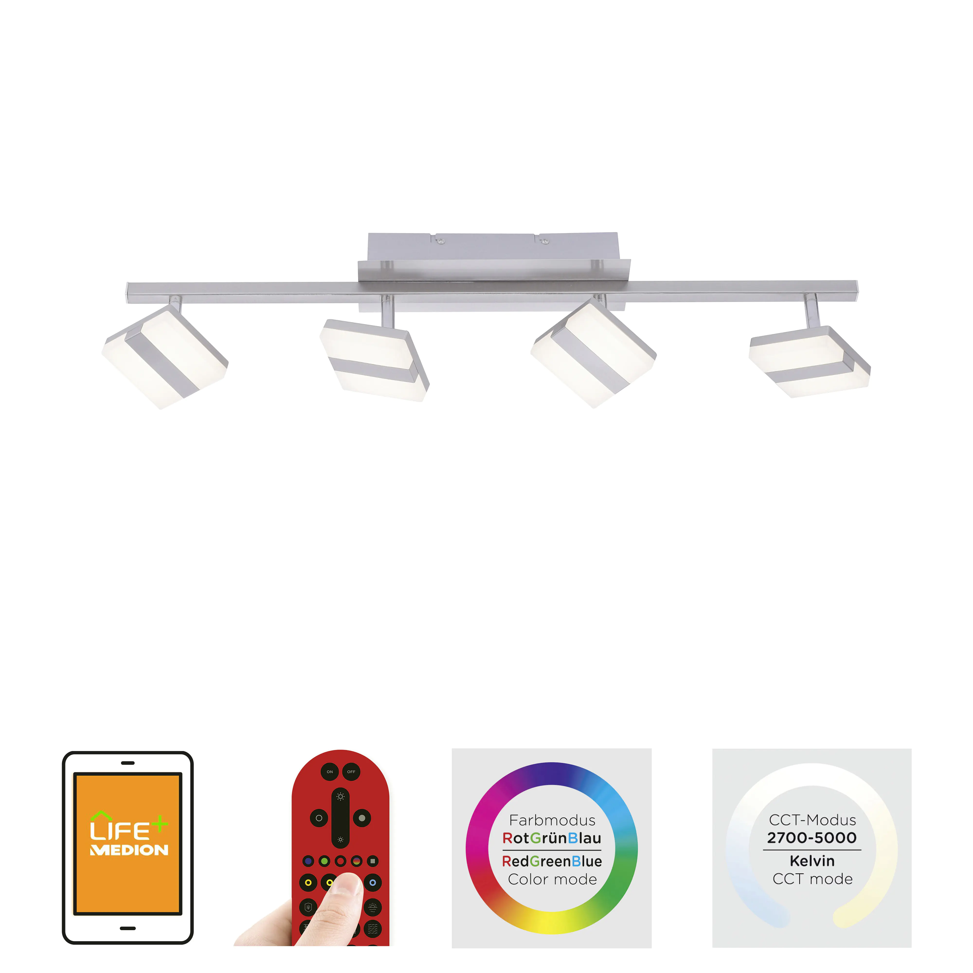 JustLight Lola Smart LED Deckenleuchte Sabi 73 x 15 cm RGBW Smart