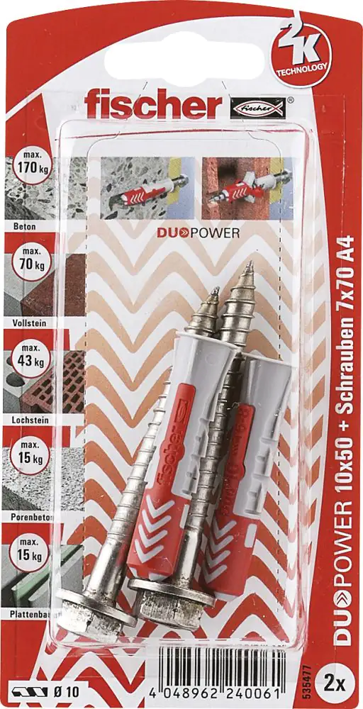 Fischer Dübel-Set Duopower 10.0 x 50 mm - 2 Stück