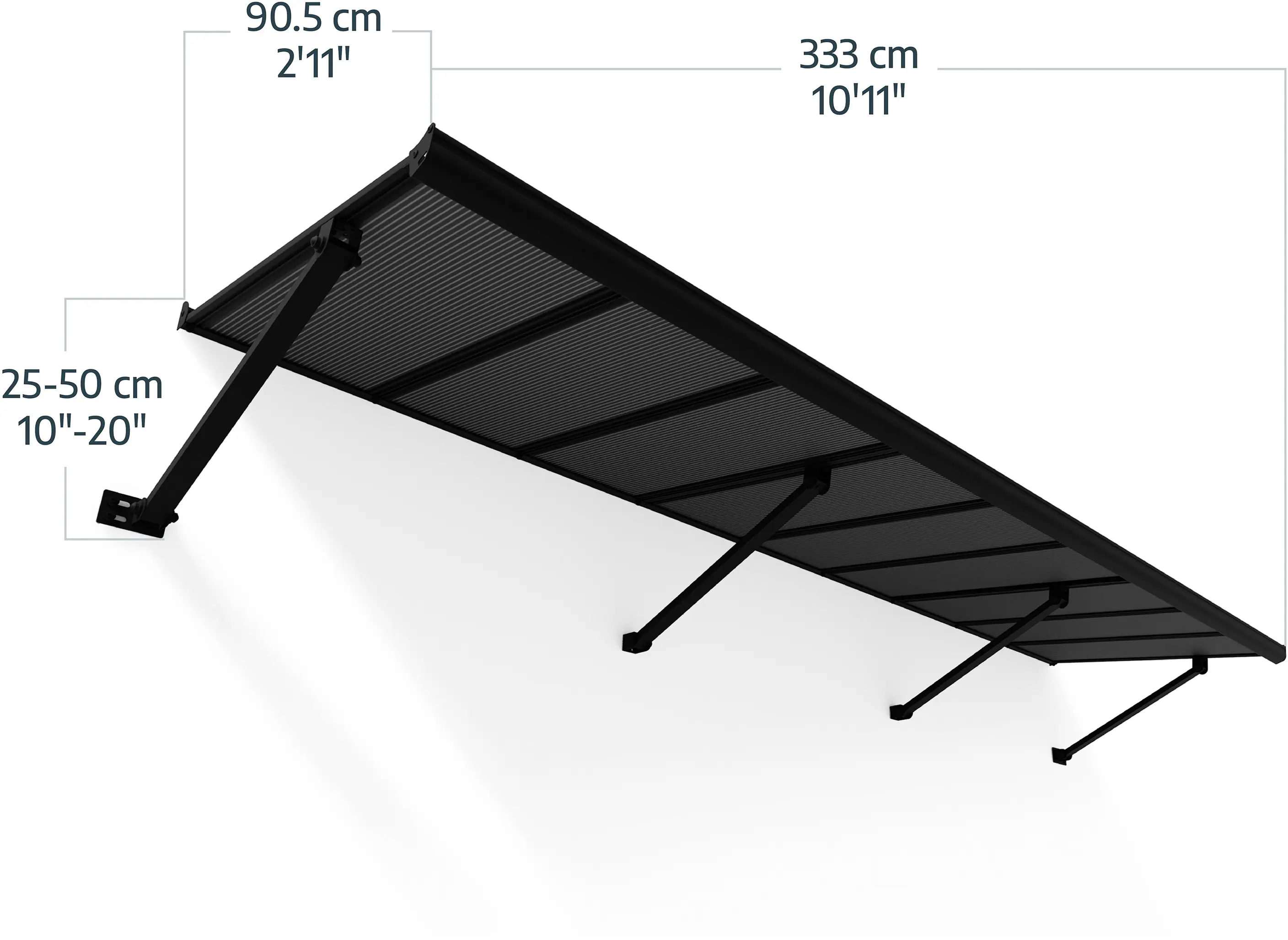 Canopia Vordach Augustine 333 x 90,5 cm grau 