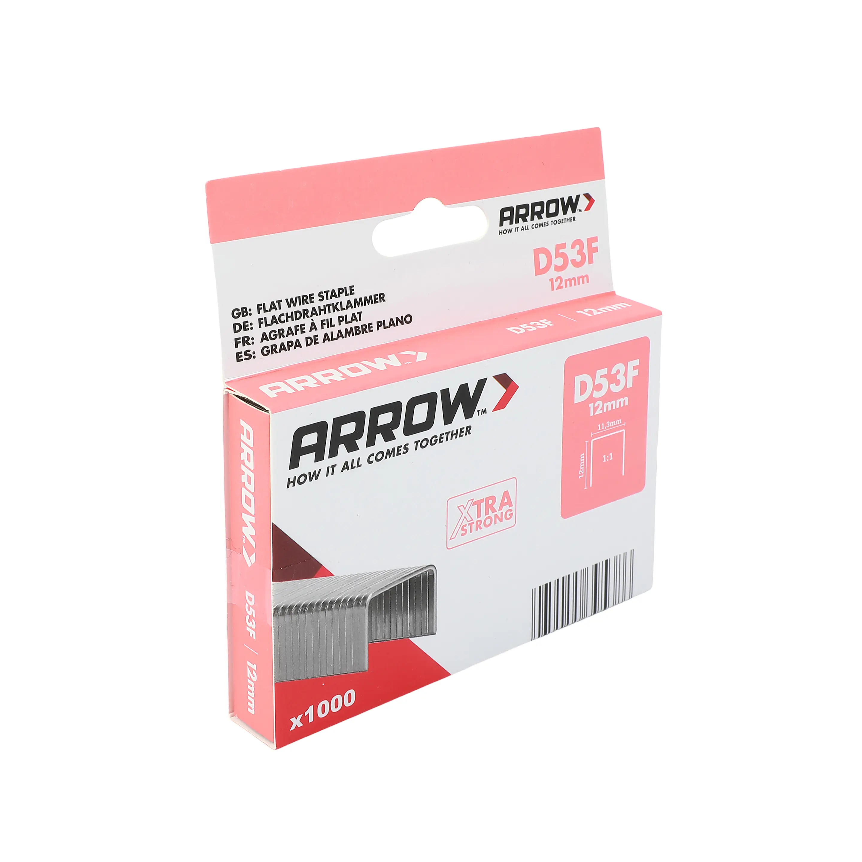 Arrow Tackerklammer Flachtdraht D53F 12 mm Folie 1000 Stück