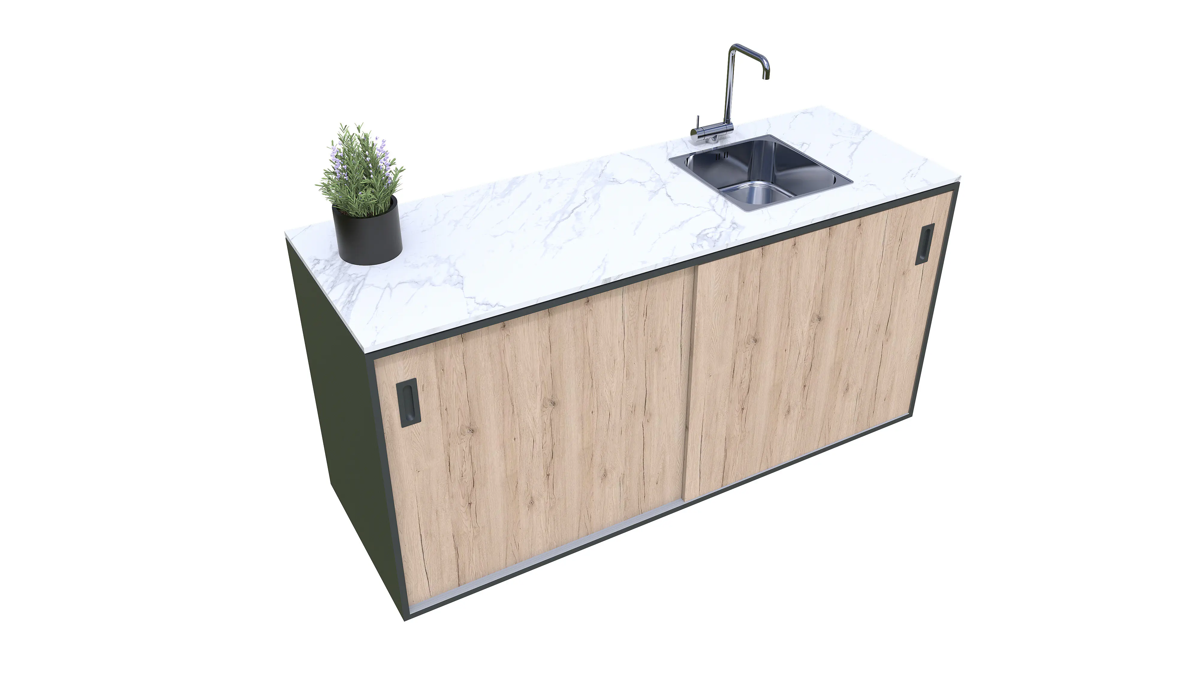 Bellano Living Element für Outdoorküchen inkl. Spüle rechts und 2 Türen eiche