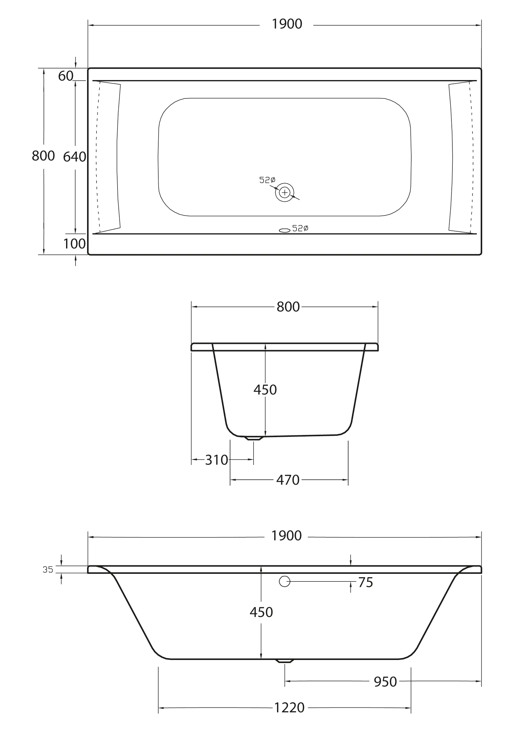 Ottofond Whirlpool-Komplettset Rosa 190 x 80 cm weiß