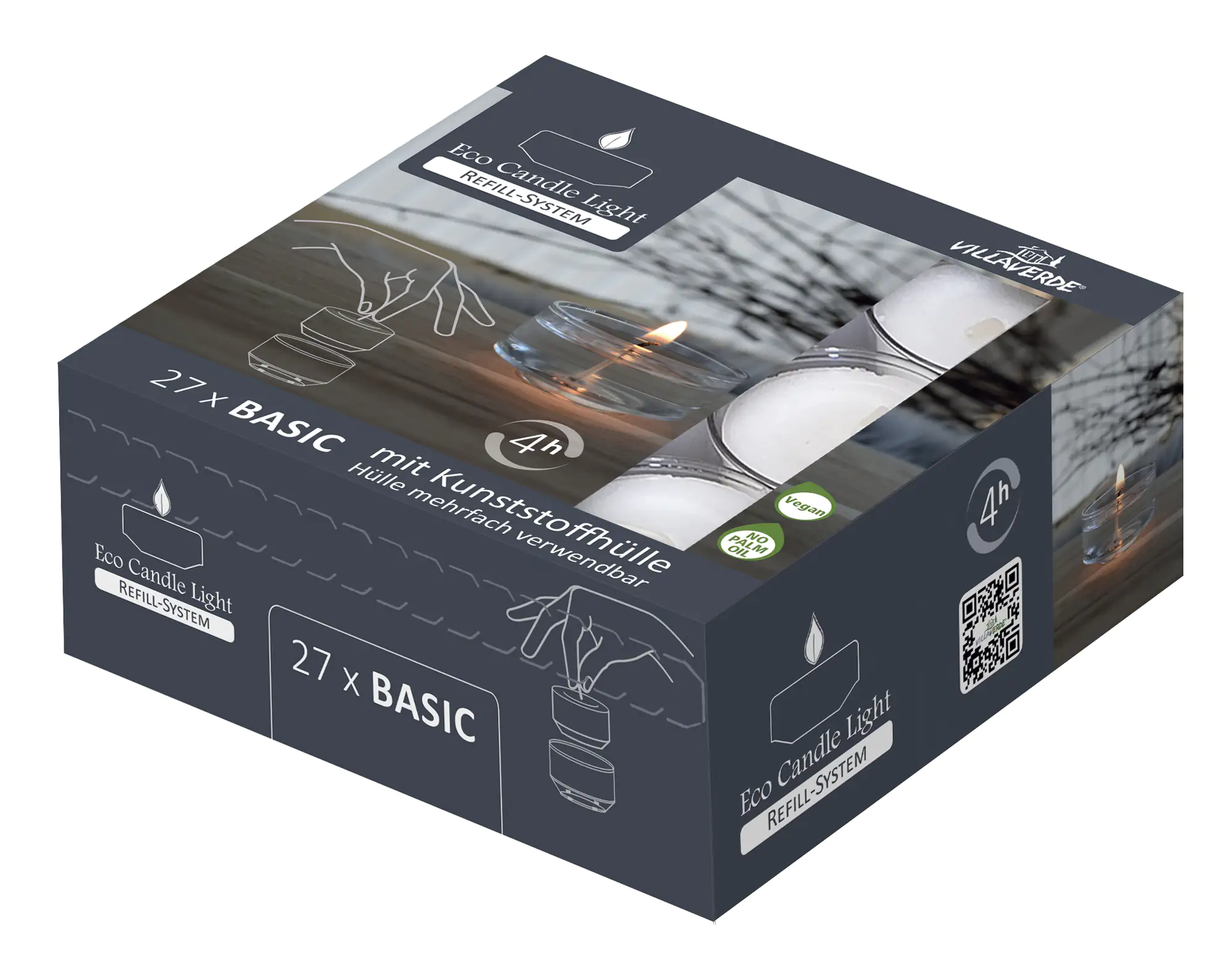 Villa Verde Teelichter Basic ECL mit Hülle, 27 er Pack