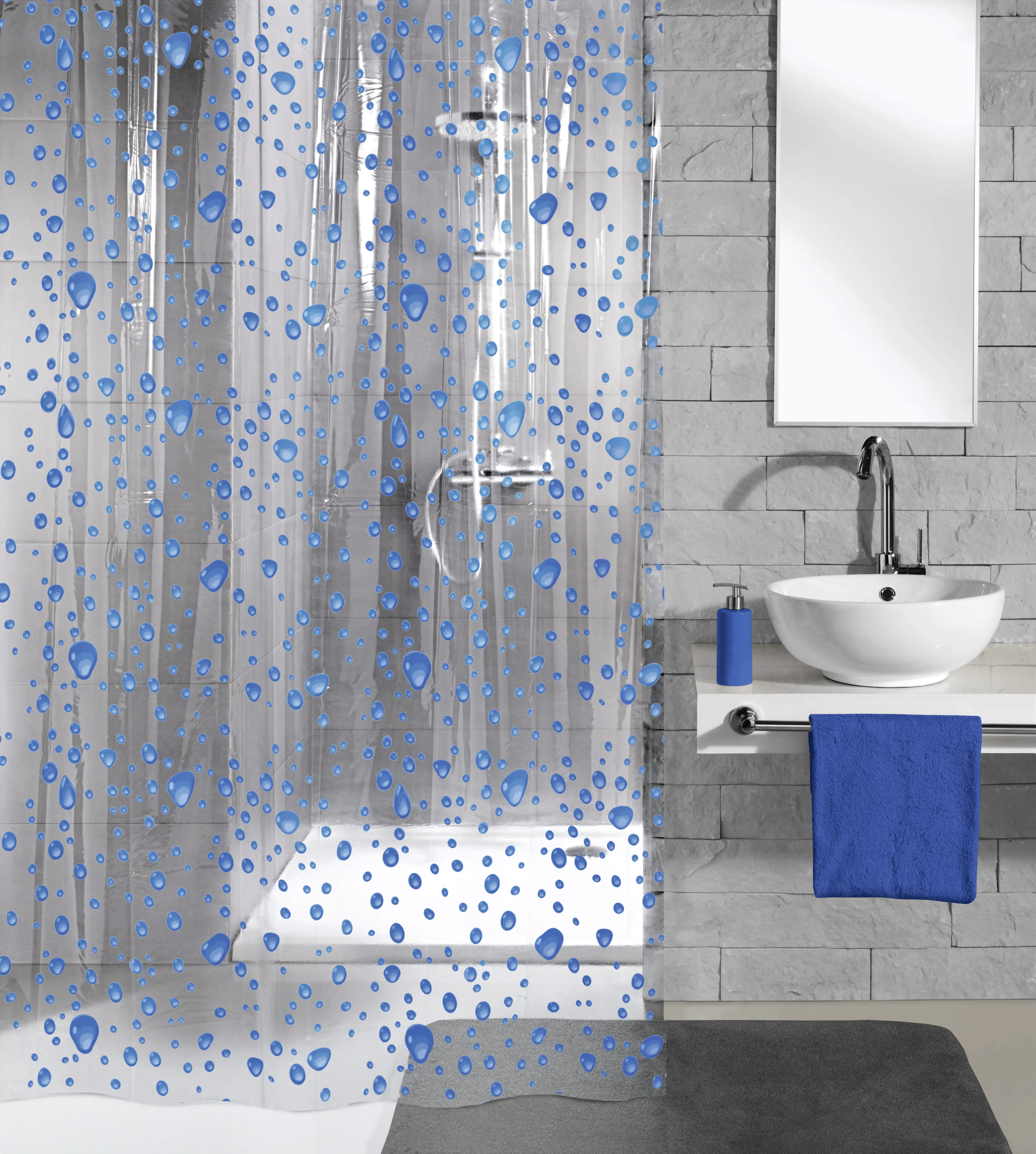 Kleine Wolke Duschvorhang Bubble marineblau, 180 x 200 cm