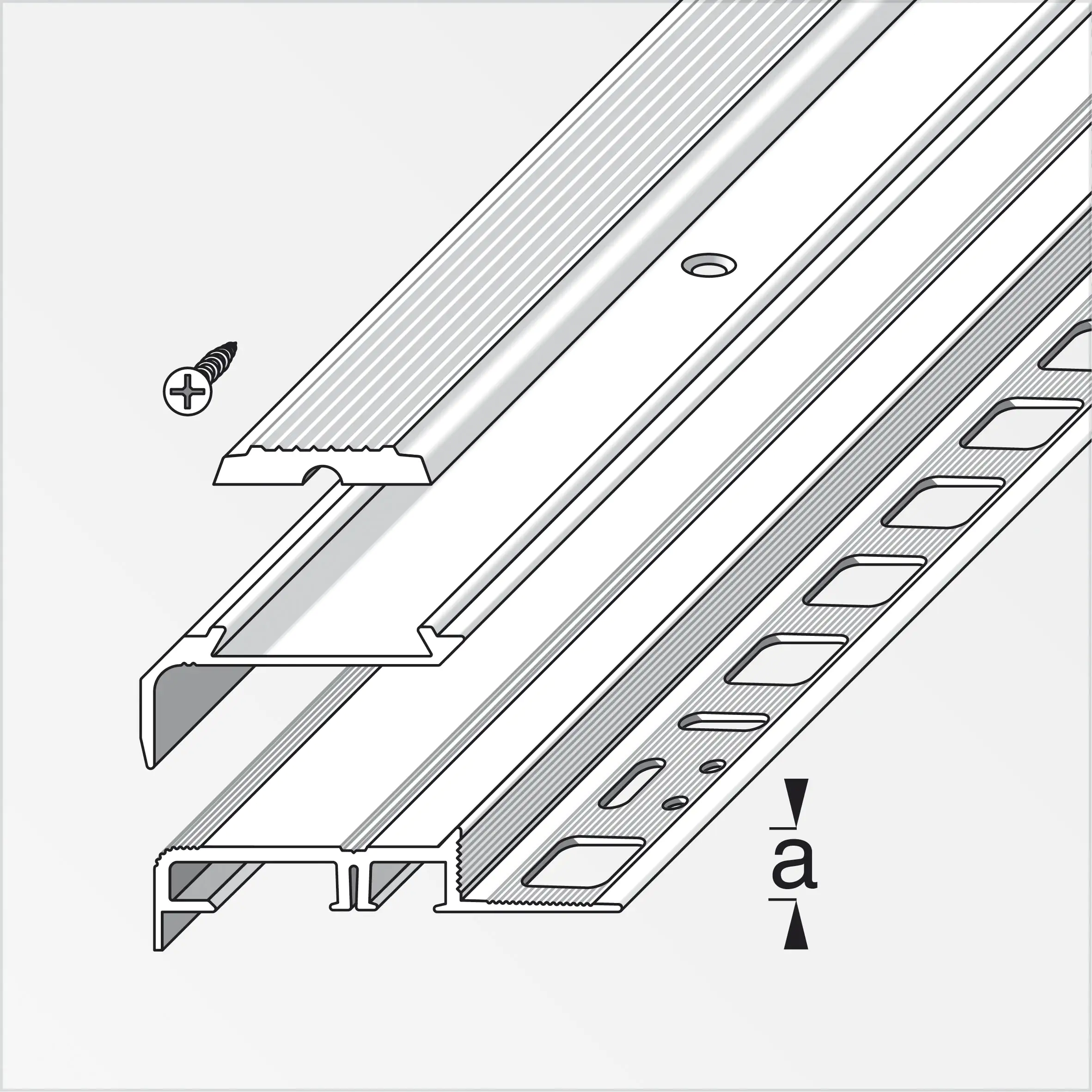 alfer Komplett-Set 1 m, 8 mm Aluminium eloxiert silber, schwarz