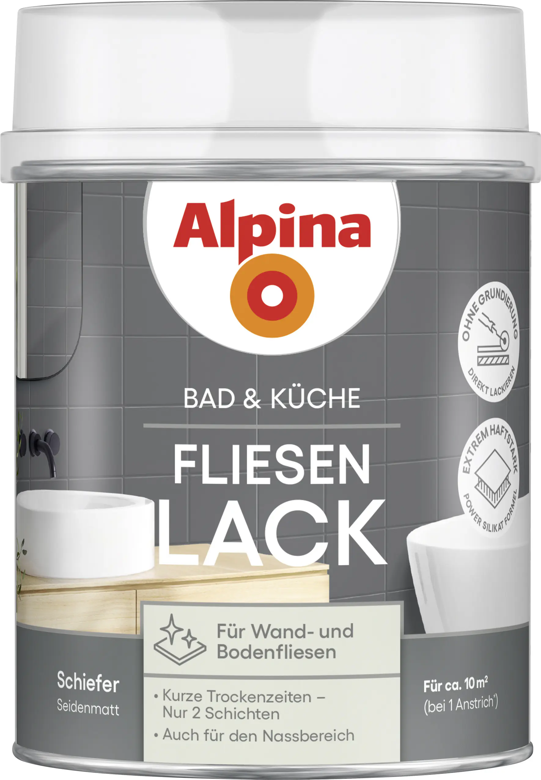 Alpina Fliesenlack Bad & Küche 2K schiefer 750 ml