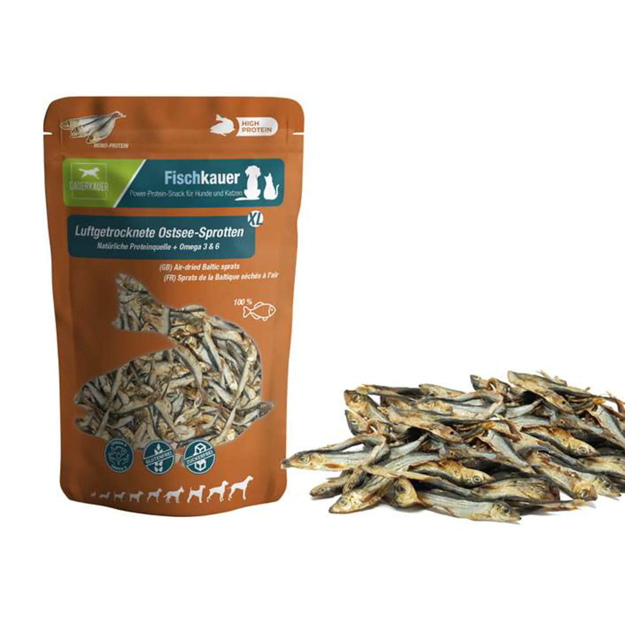 Wolters Dauerkauer Ostsee-Sprotten Protein-Snack für Hunde und Katzen 160 g