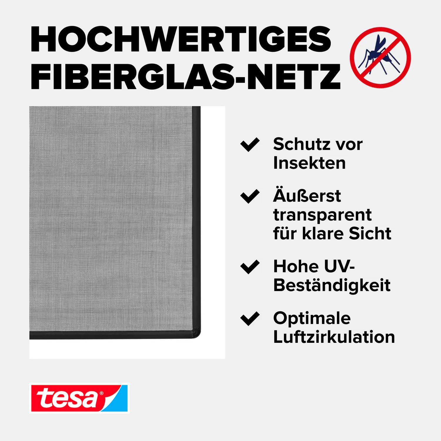 tesa Anklipsrahmen Fliegengitter 120 x 140 cm anthrazit